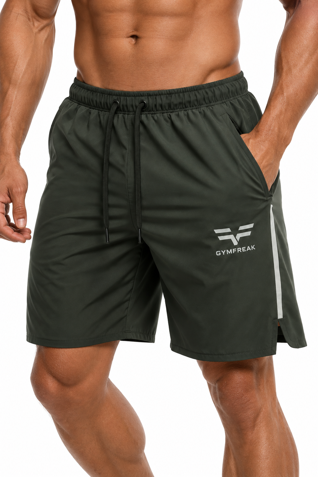 GymFreak Mens Fusion Shorts - Khaki- 7 inch
