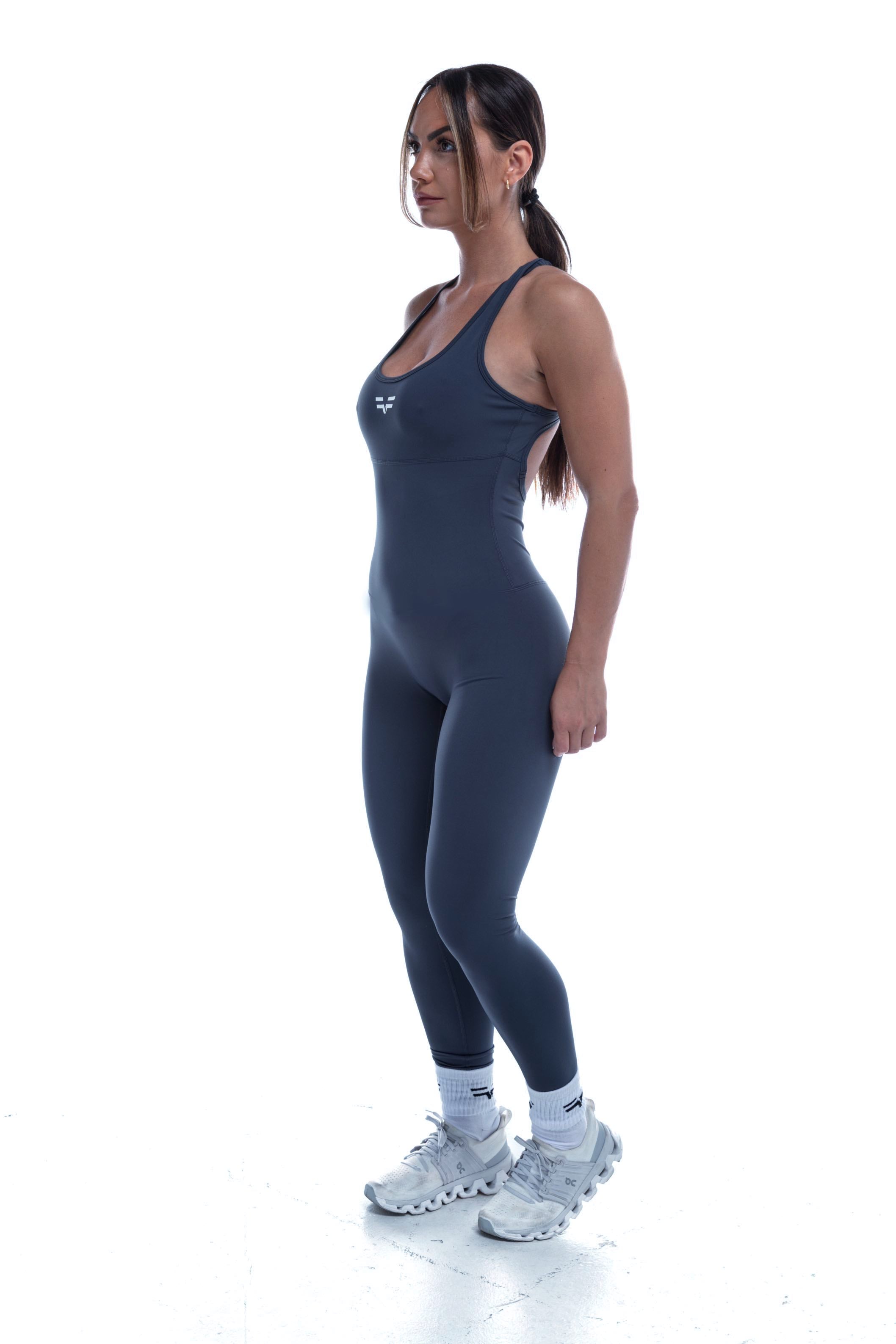 GymFreak Women's Vision Unitard - Blue - legging style