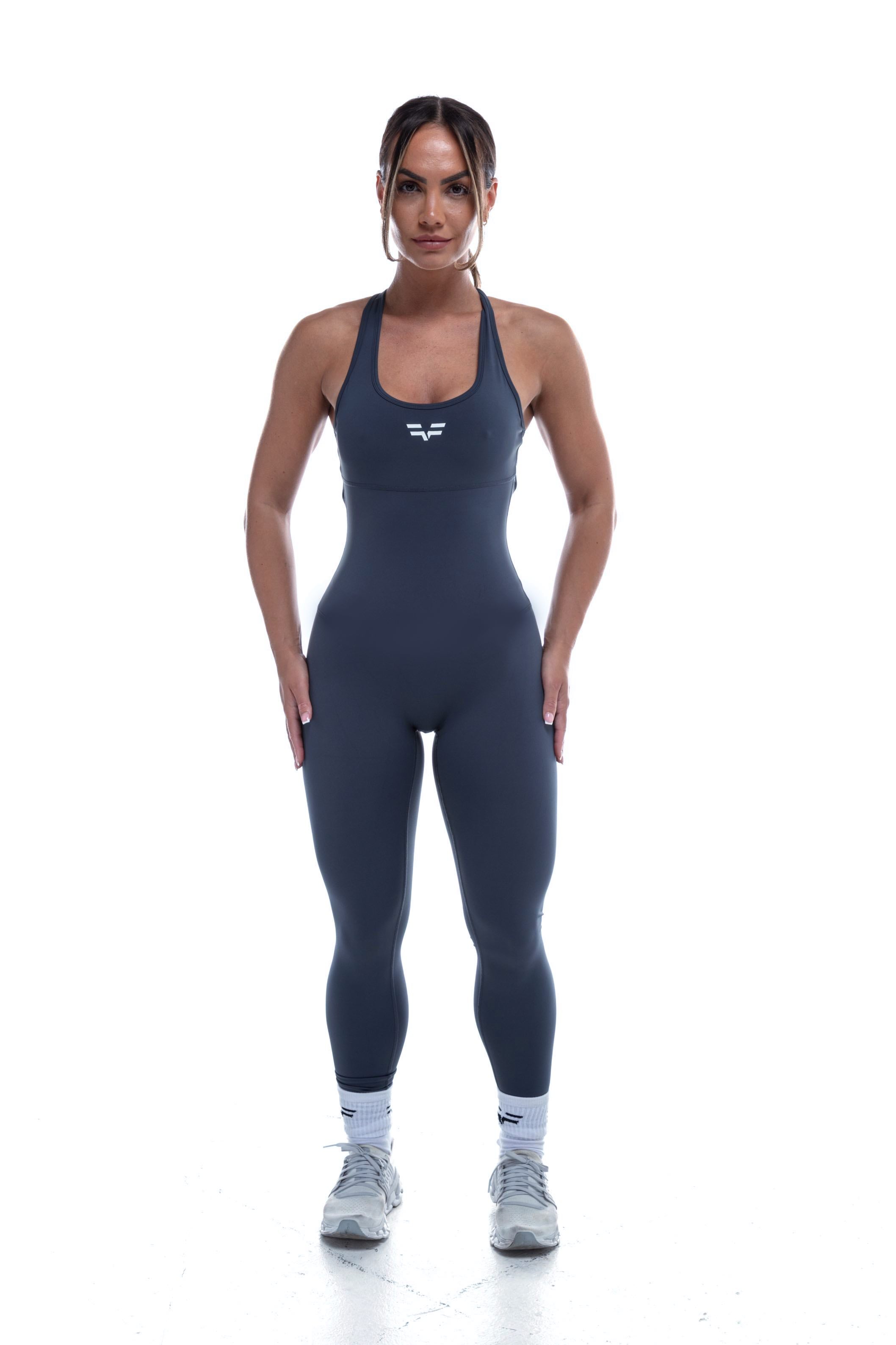 GymFreak Women's Vision Unitard - Blue - legging style