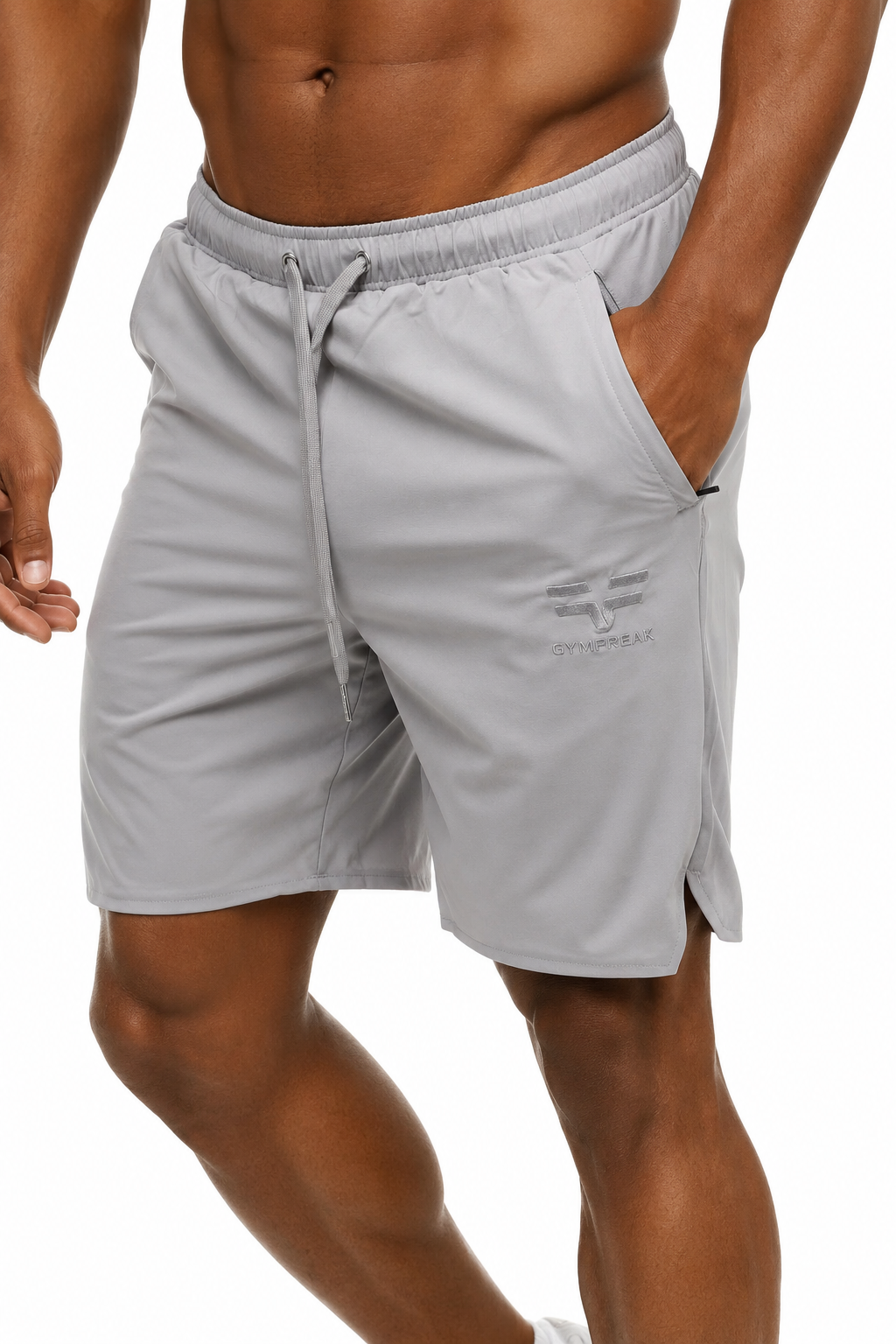 GymFreak Mens Fusion Shorts - Light Grey - 7 inch