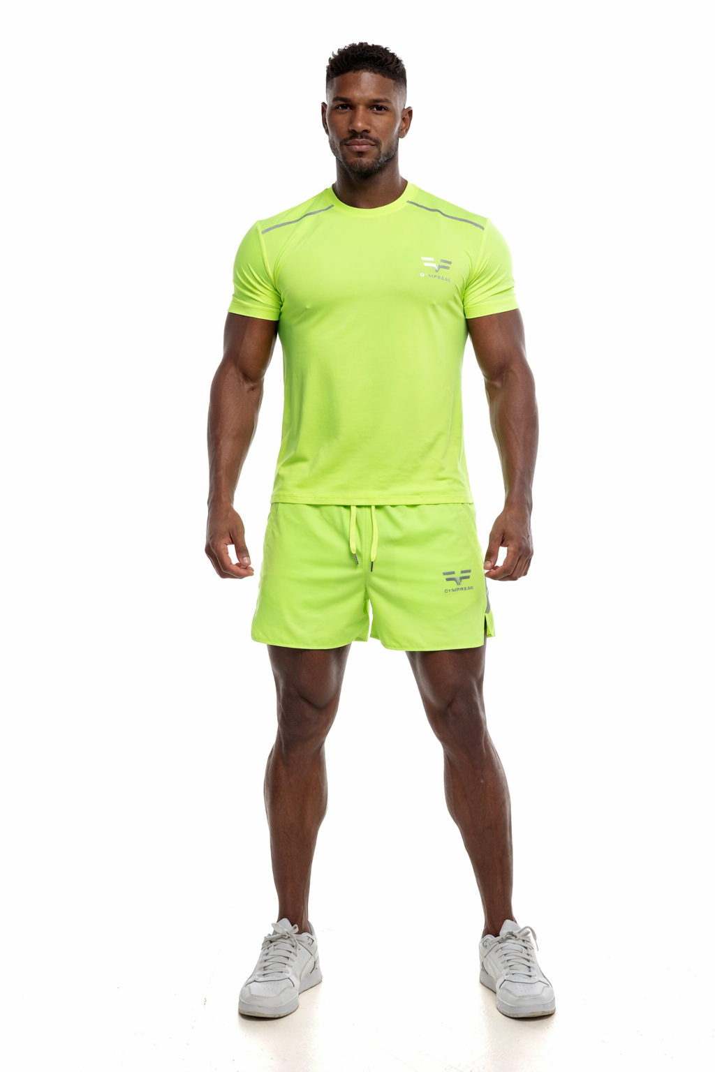GymFreak Mens Neon Fusion Shorts - Neon Yellow - 3.5 inch