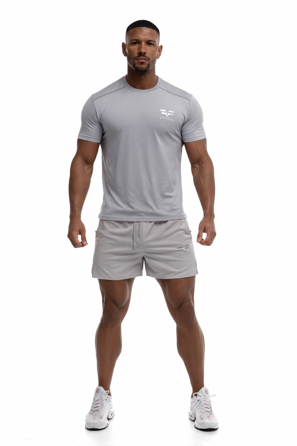 GymFreak Mens Fusion Shorts - Light Grey - 3.5 inch
