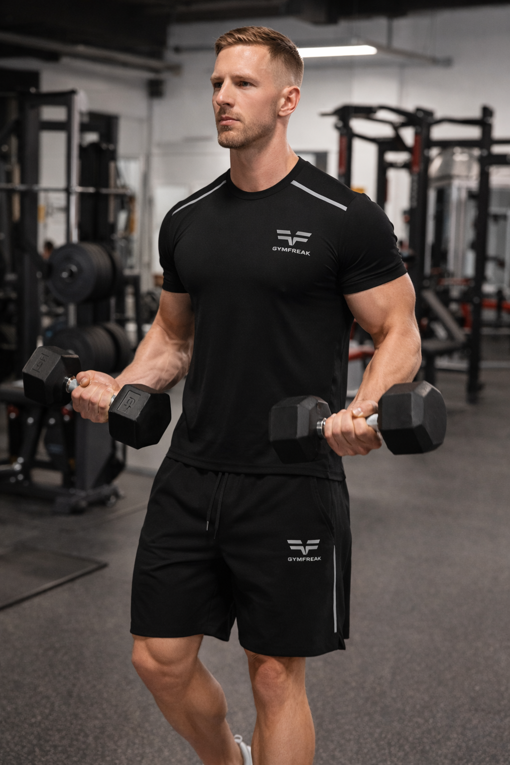 GymFreak Mens Fusion Shorts - Black - 7 inch
