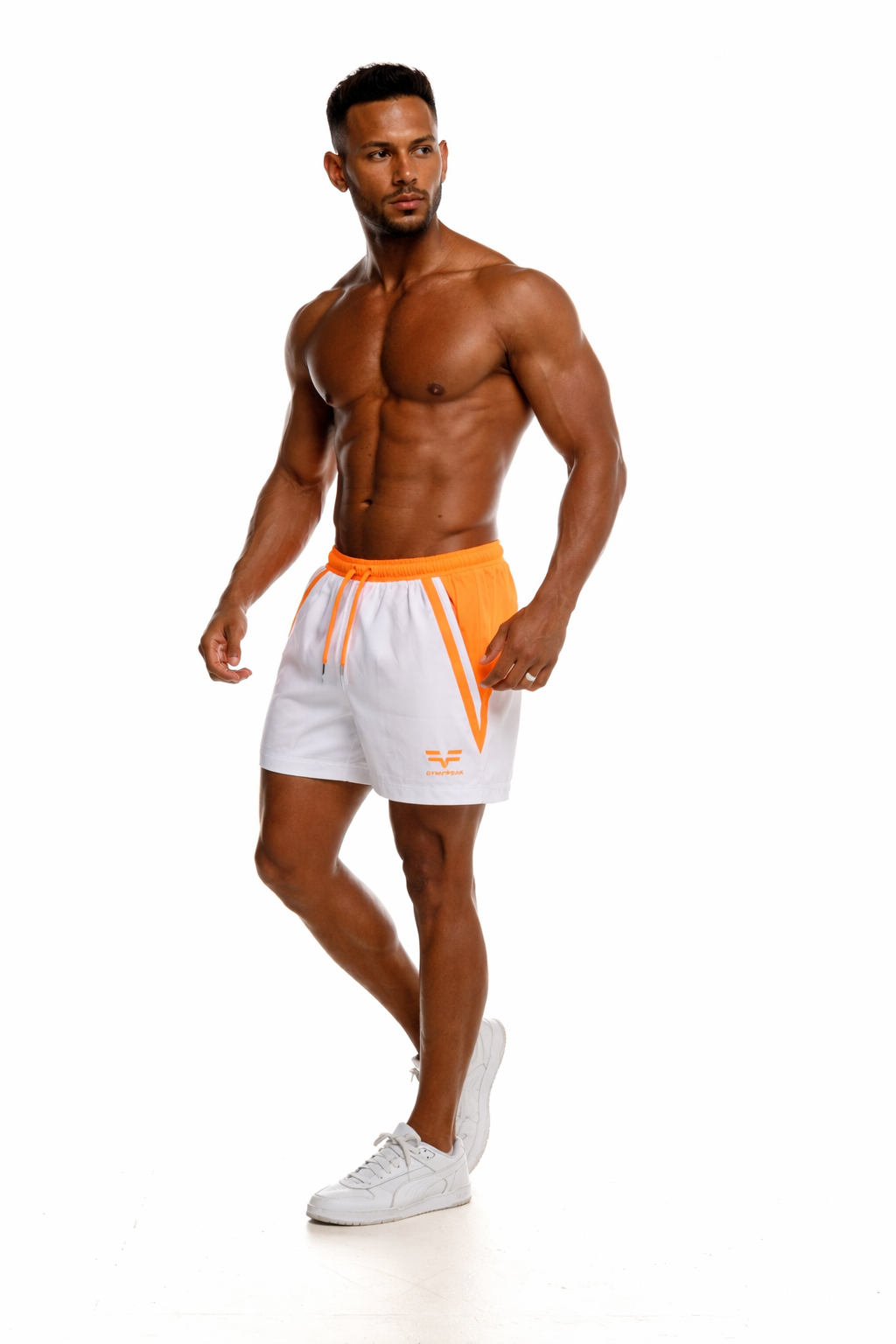 GymFreak Mens Neon Pro Shorts - Neon Orange - 3.5 inch