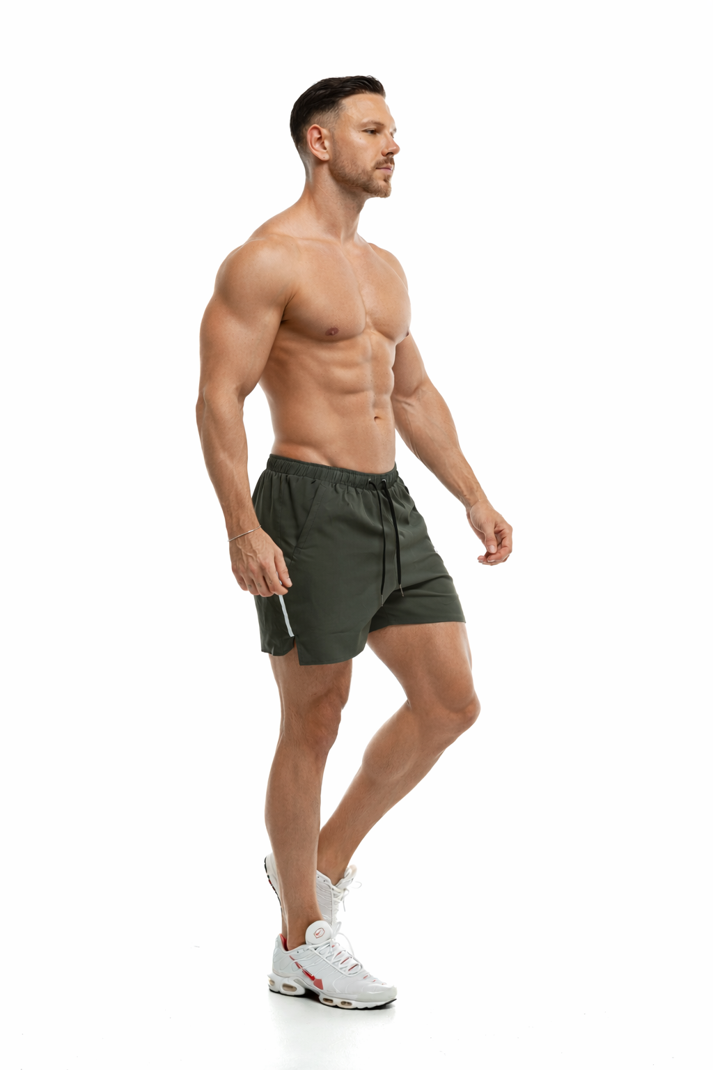 GymFreak Mens Fusion Shorts - Khaki - 3.5 inch