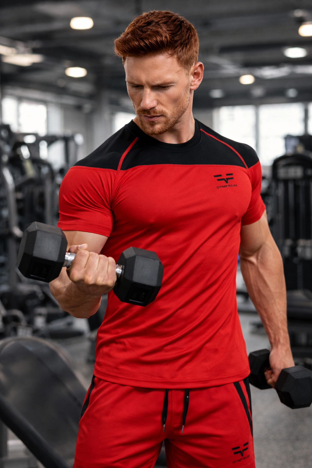GymFreak Mens Pro T-Shirt - Red/Black