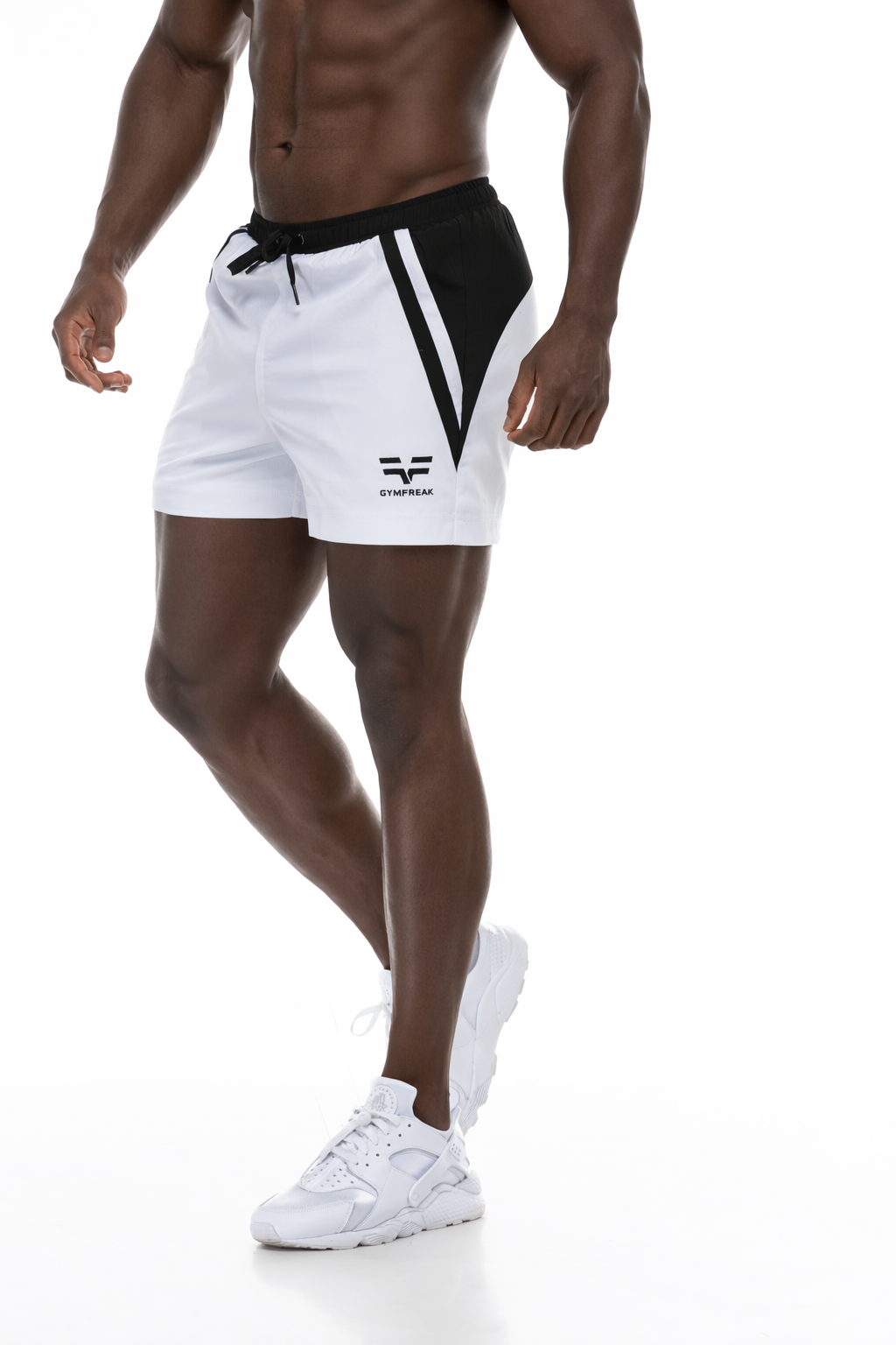 GymFreak Mens Pro Shorts - White - 3.5 inch
