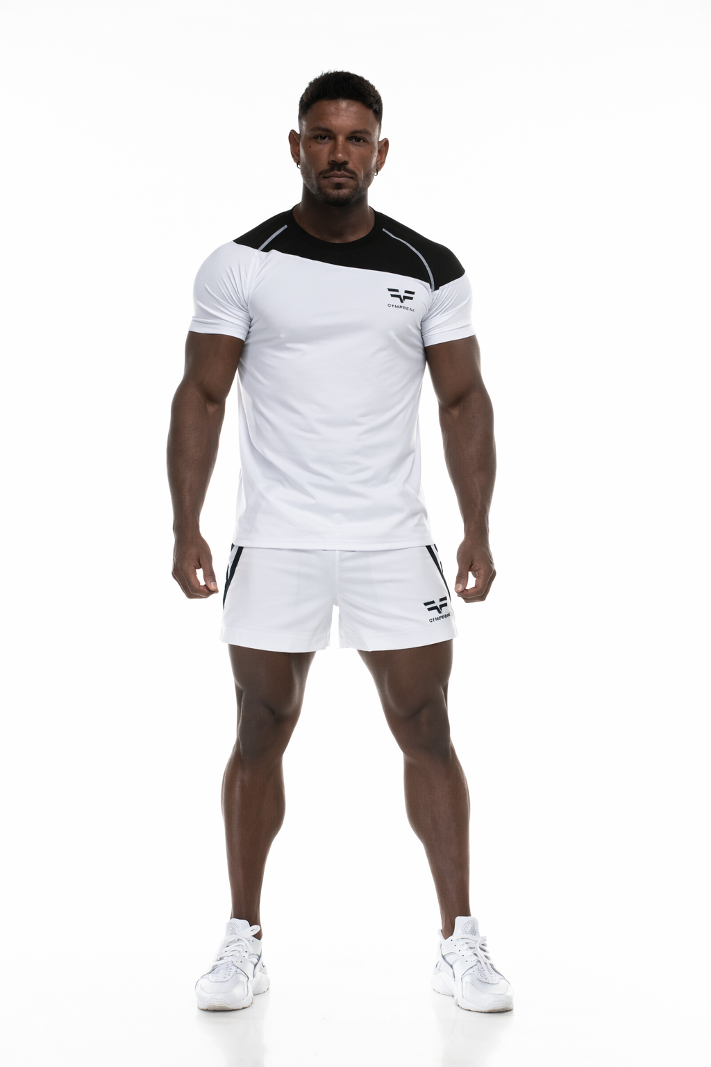 GymFreak Mens Pro Shorts - White - 3.5 inch