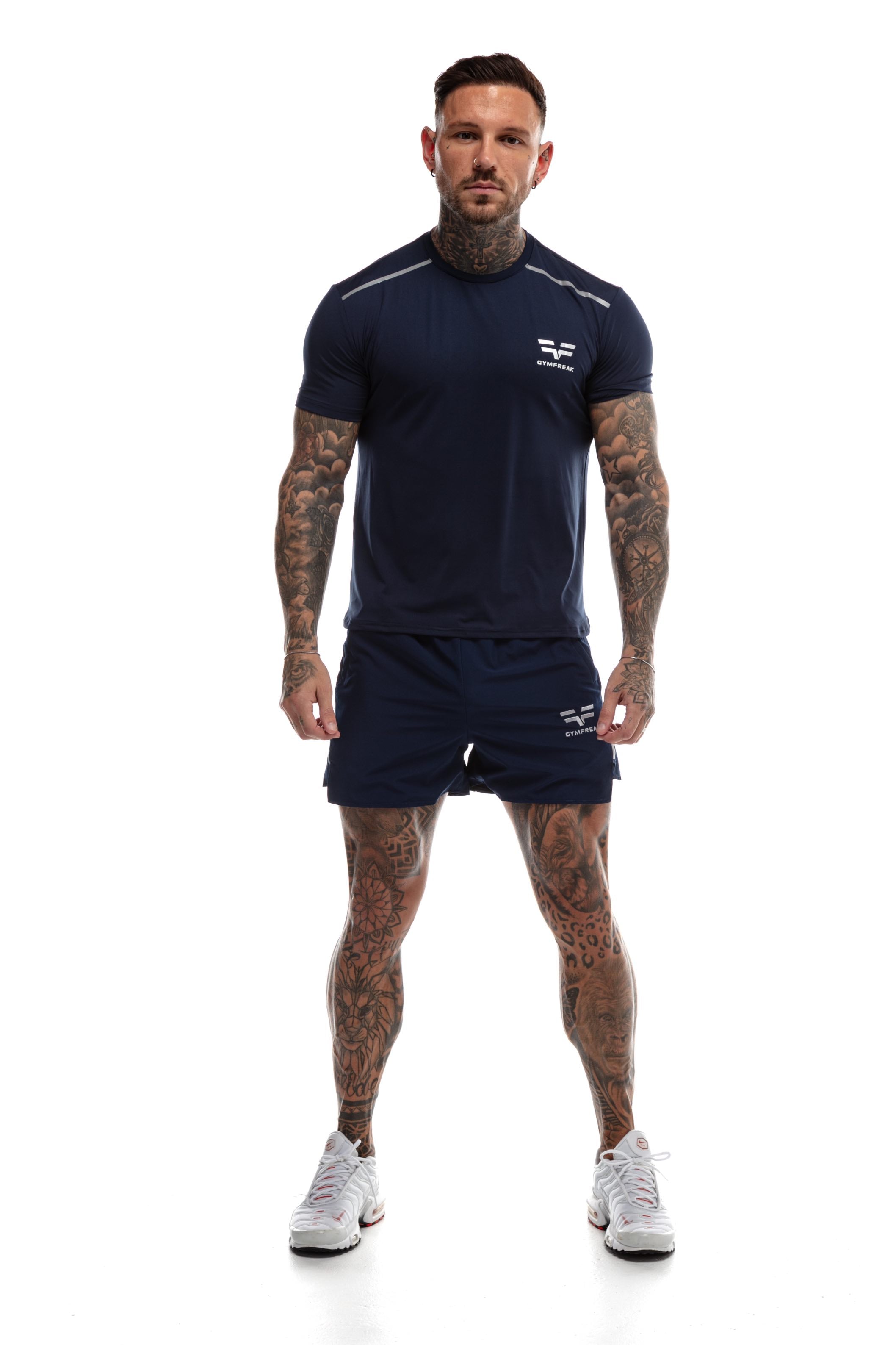 GymFreak Mens Fusion Shorts - Navy Blue - 3.5 inch
