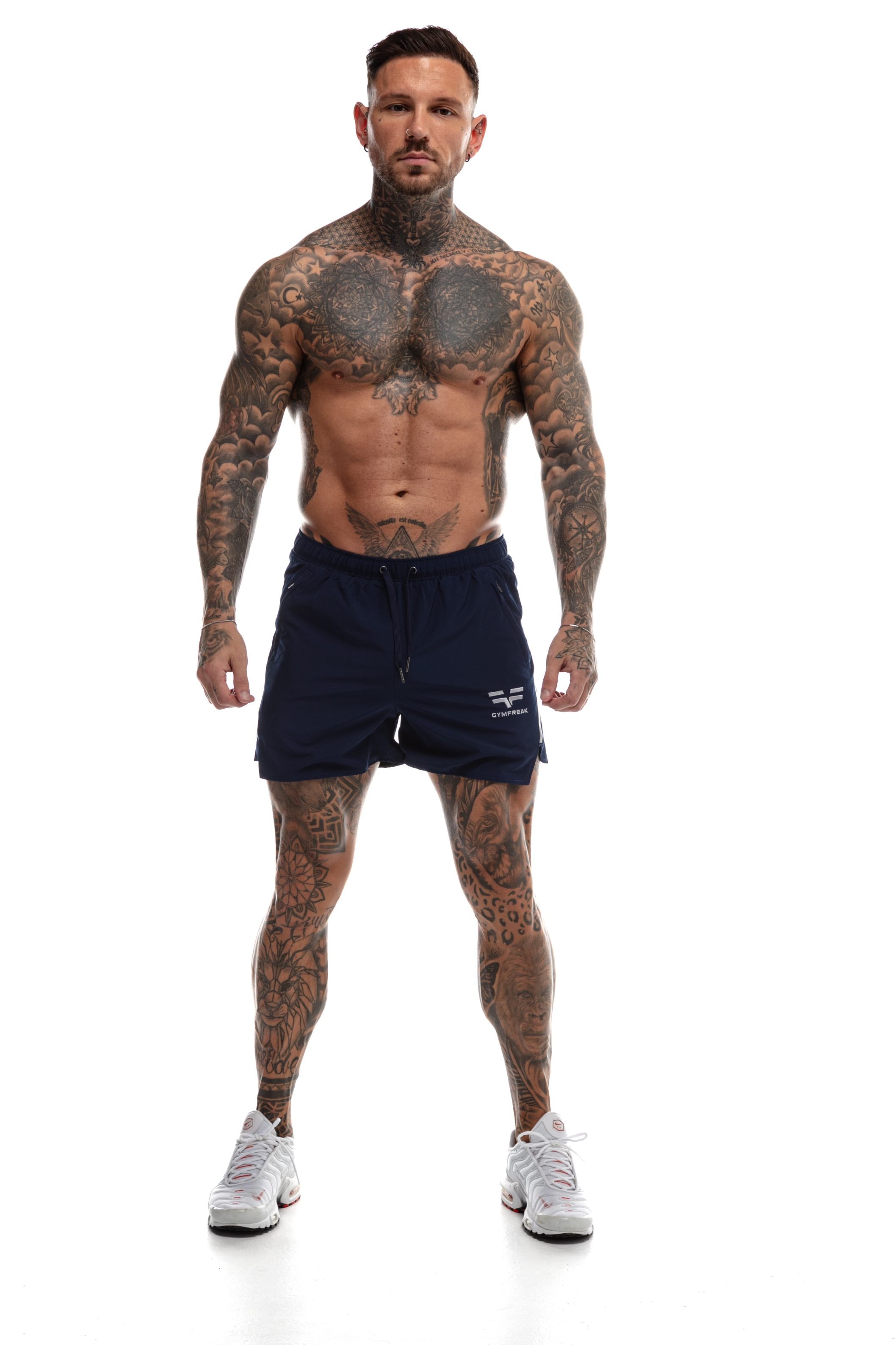 GymFreak Mens Fusion Shorts - Navy Blue - 3.5 inch