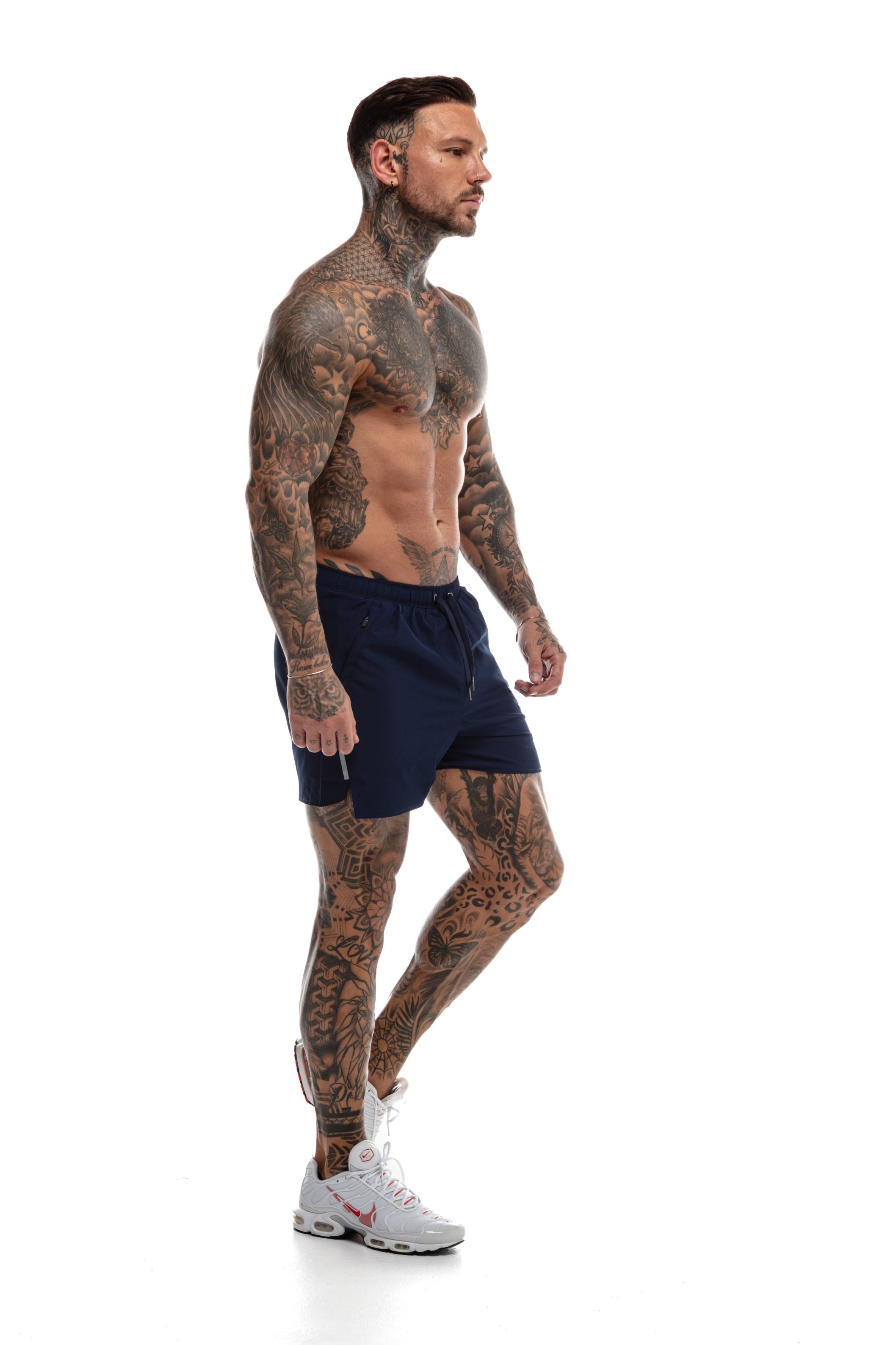 GymFreak Mens Fusion Shorts - Navy Blue - 3.5 inch