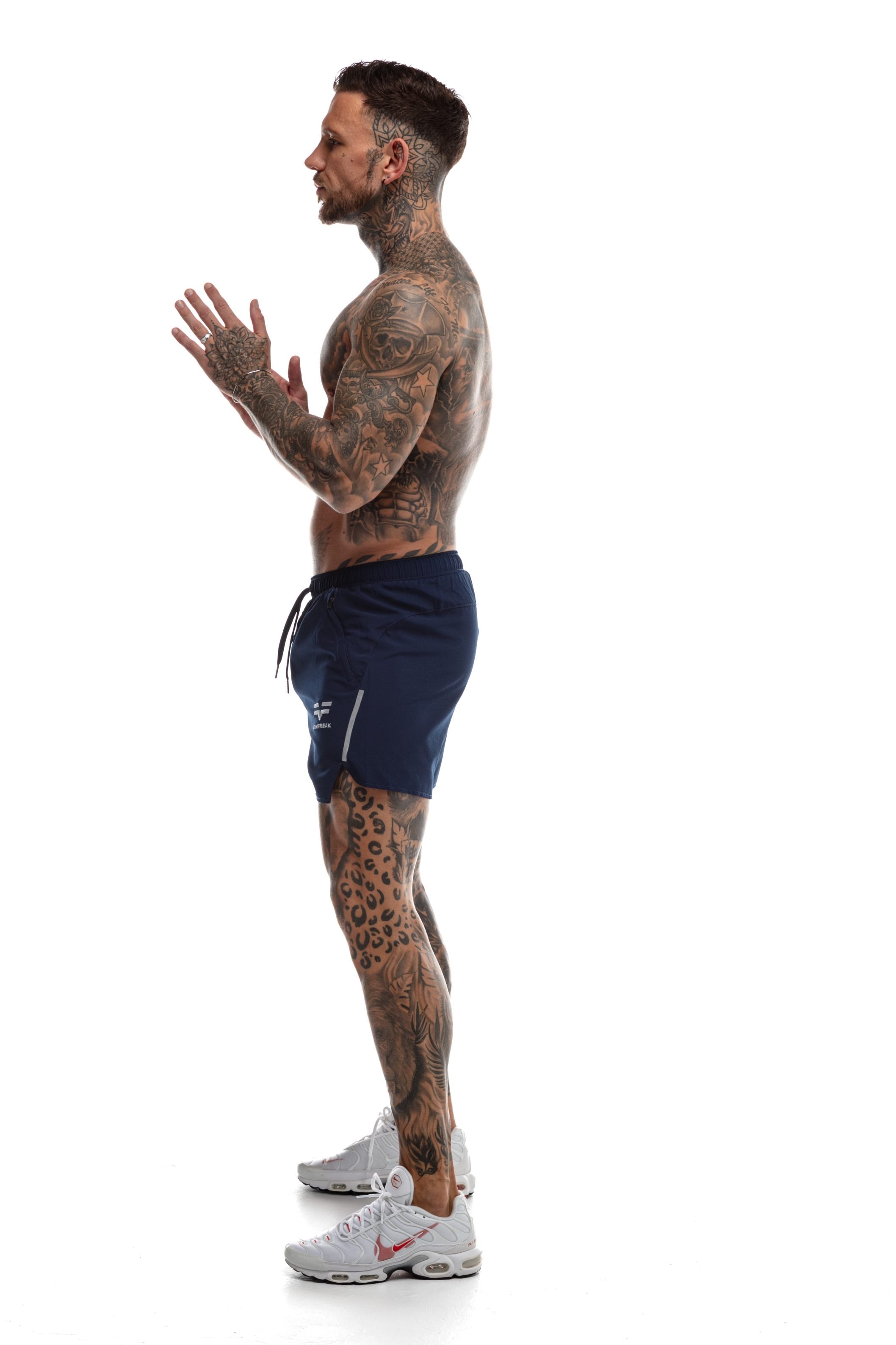 GymFreak Mens Fusion Shorts - Navy Blue - 3.5 inch