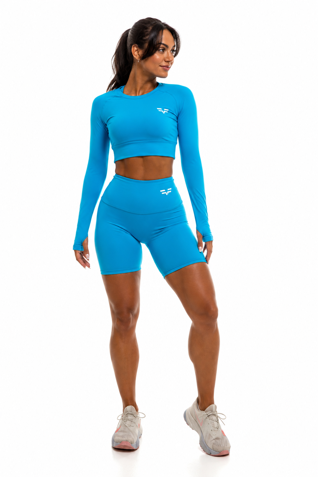 GymFreak Women's Vision Shorts - 6 inch Baby Blue