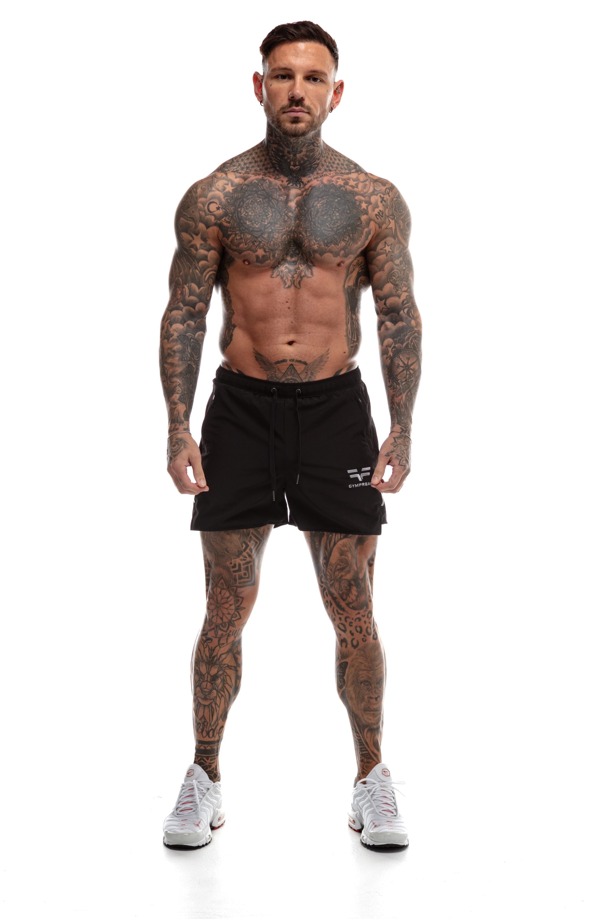 GymFreak Mens Fusion Shorts - Black - 3.5 inch