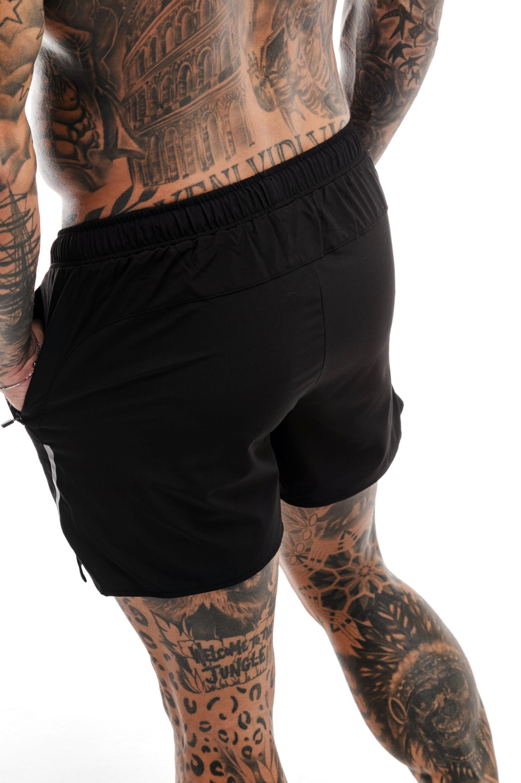 GymFreak Mens Fusion Shorts - Black - 3.5 inch