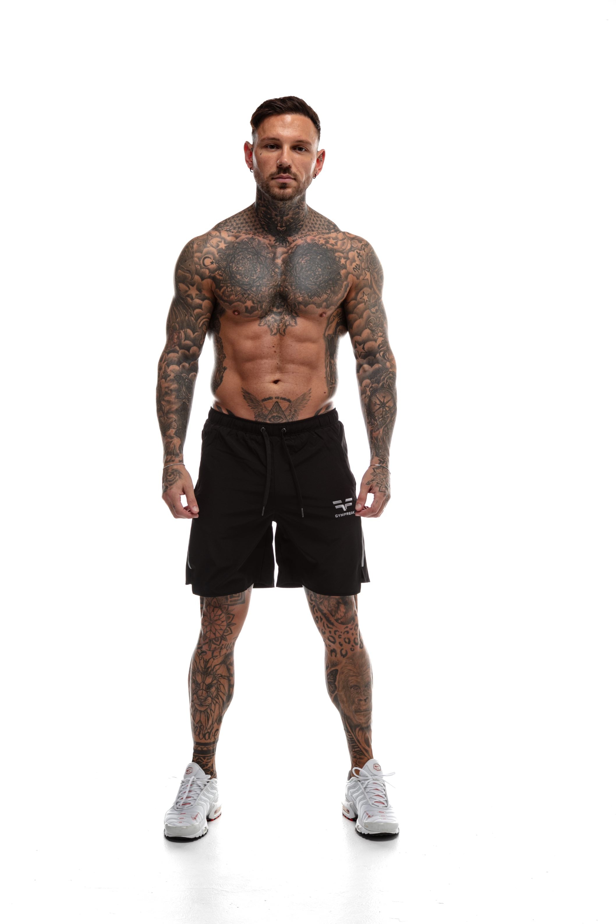 GymFreak Mens Fusion Shorts - Black - 7 inch