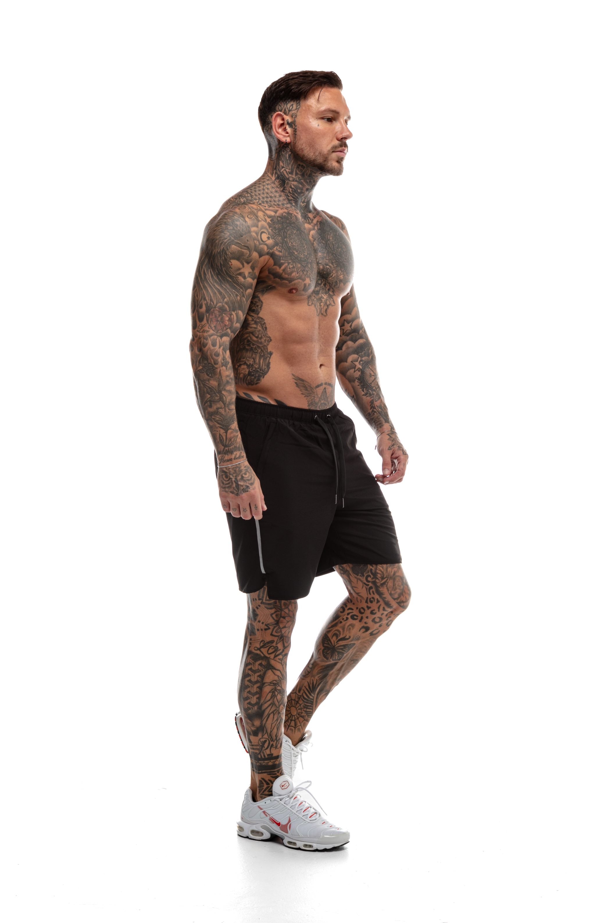 GymFreak Mens Fusion Shorts - Black - 7 inch