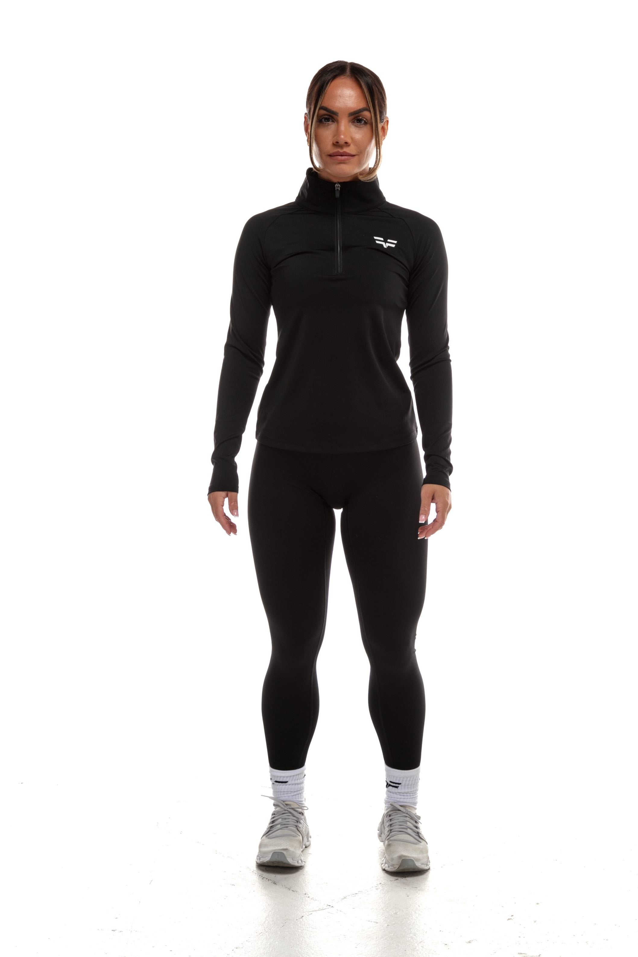 GymFreak Women's Vision 3/4 Zip Top - Black