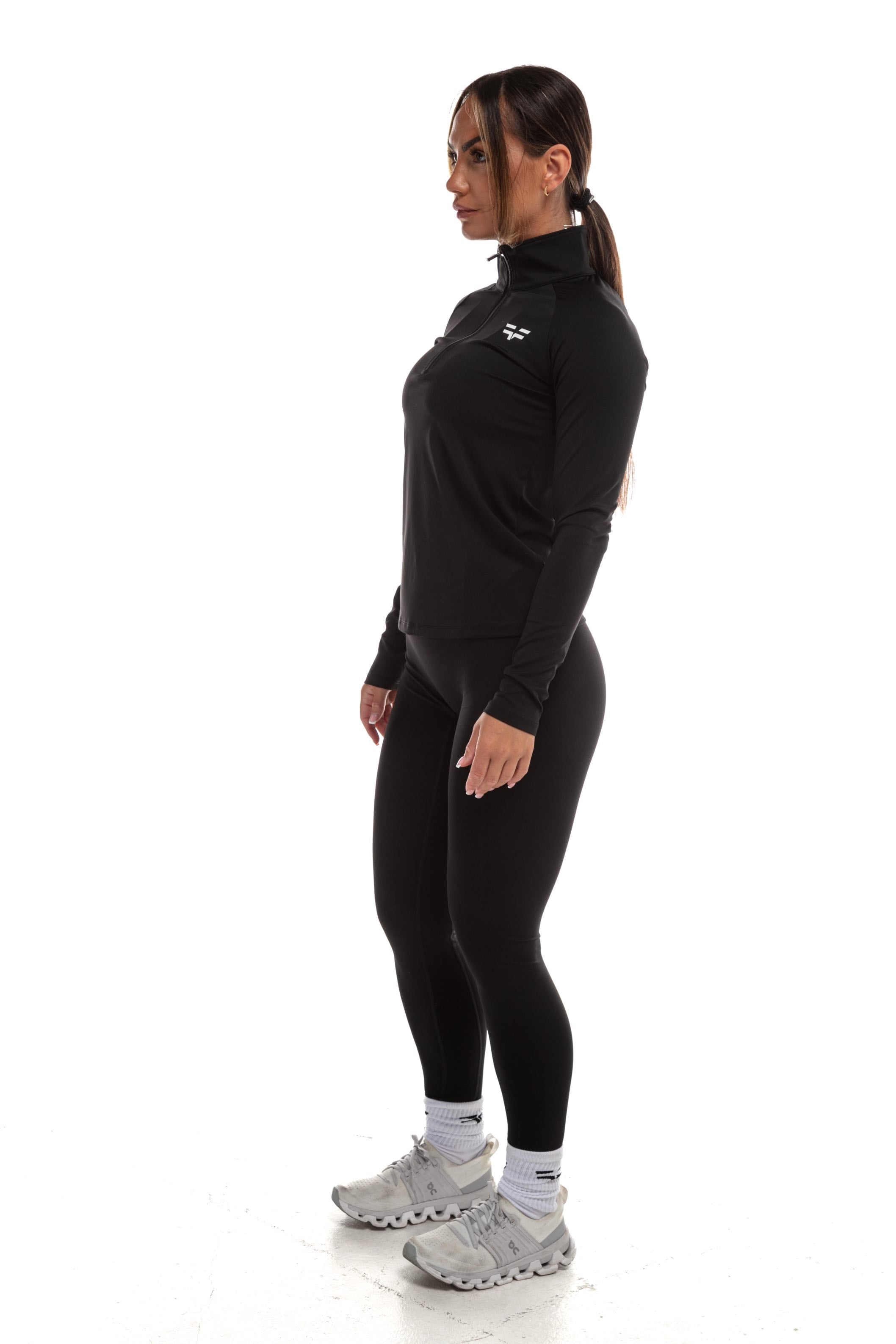 GymFreak Women's Vision 3/4 Zip Top - Black
