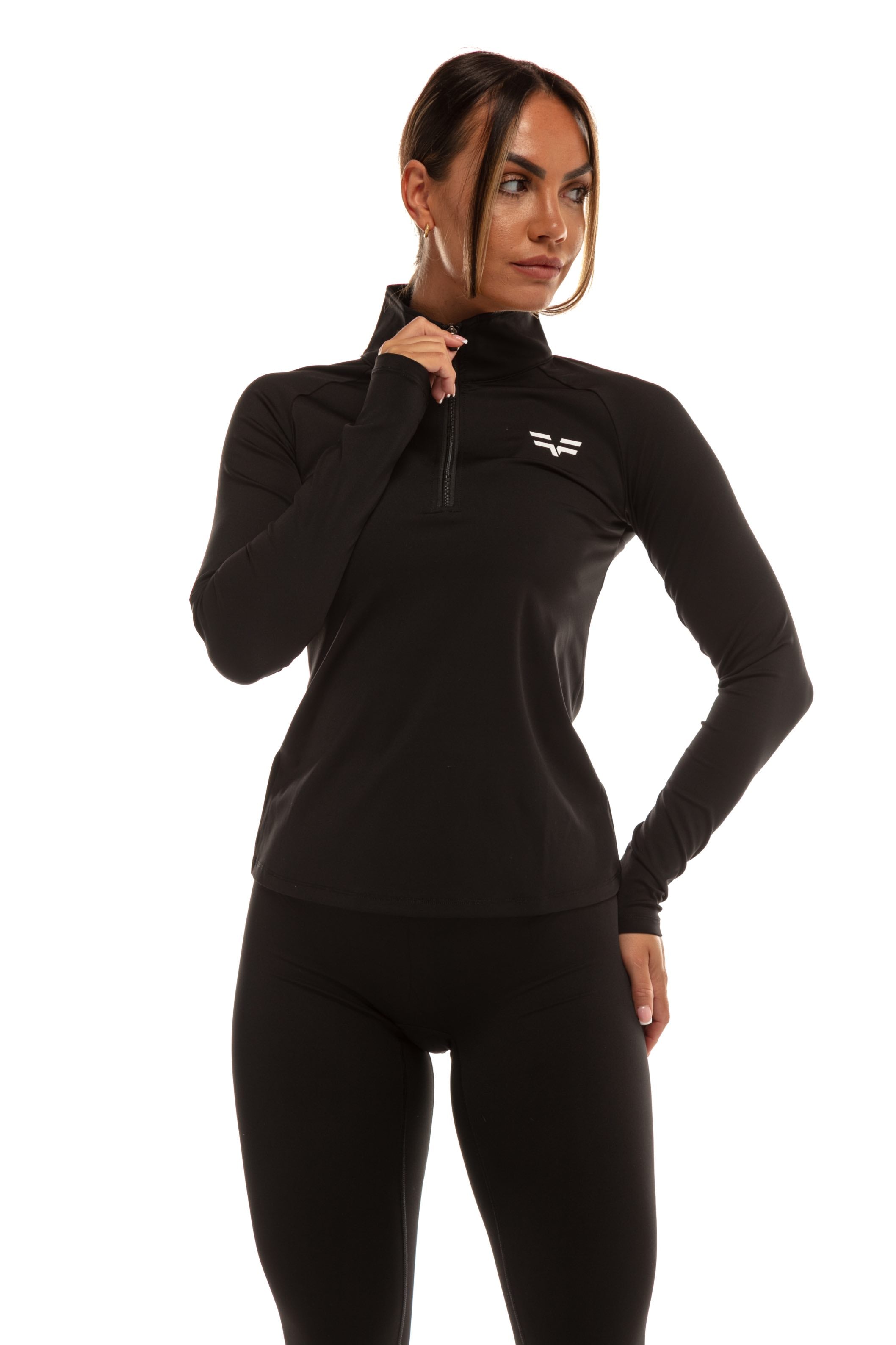 GymFreak Women's Vision 3/4 Zip Top - Black