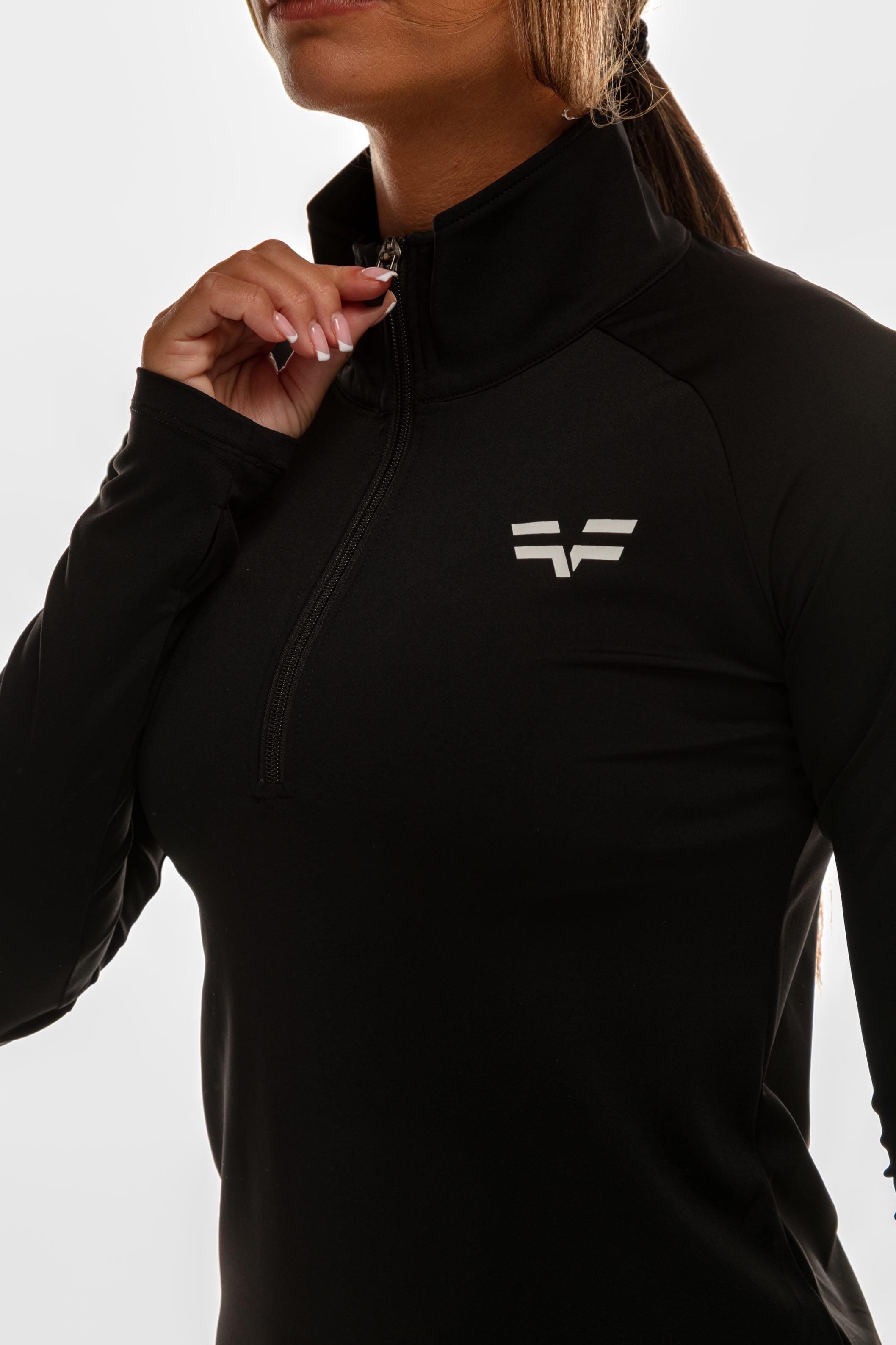GymFreak Women's Vision 3/4 Zip Top - Black