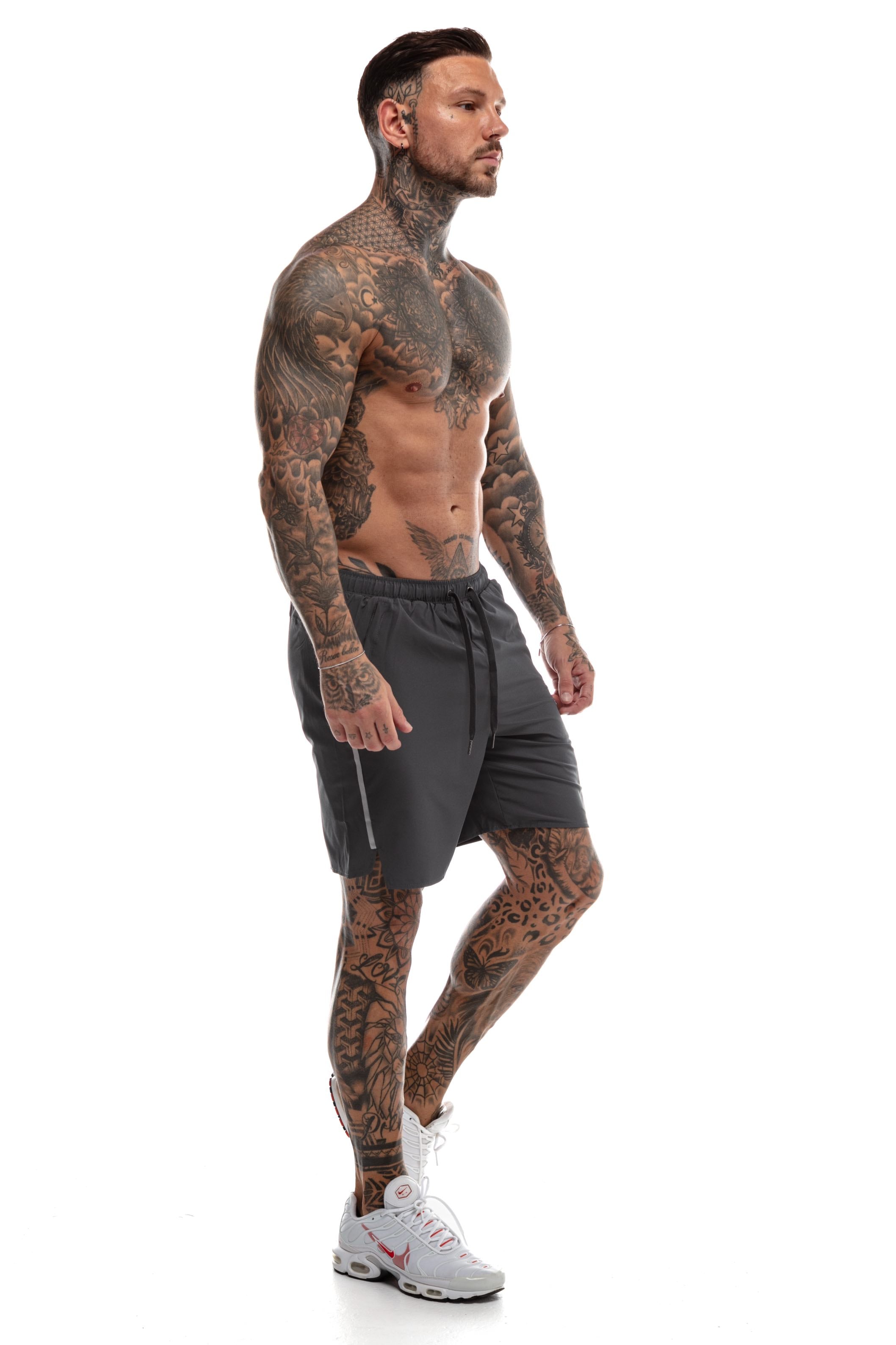 GymFreak Mens Fusion Shorts - Charcoal Grey - 7 inch