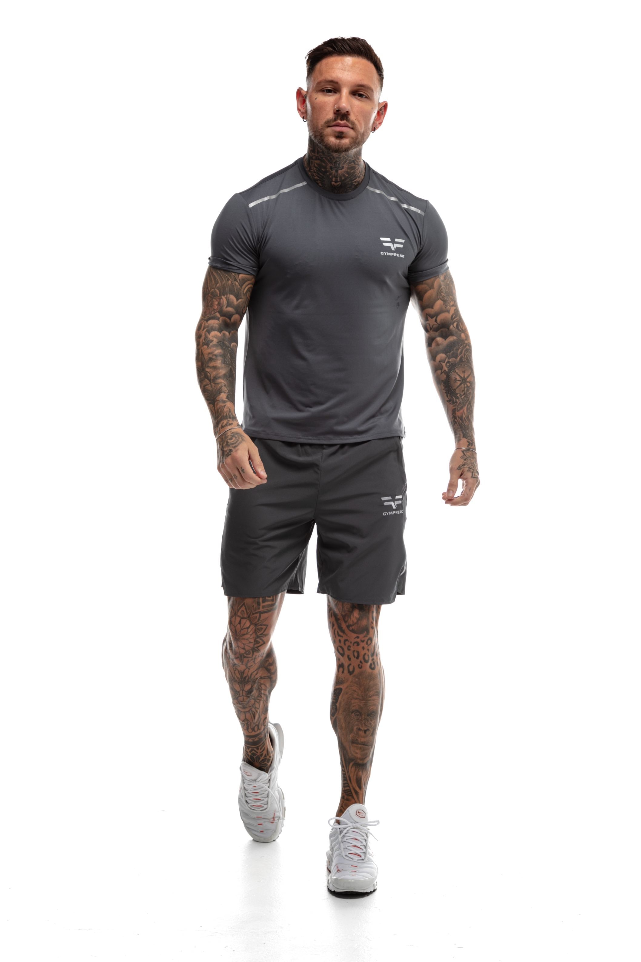 GymFreak Mens Fusion Shorts - Charcoal Grey - 7 inch