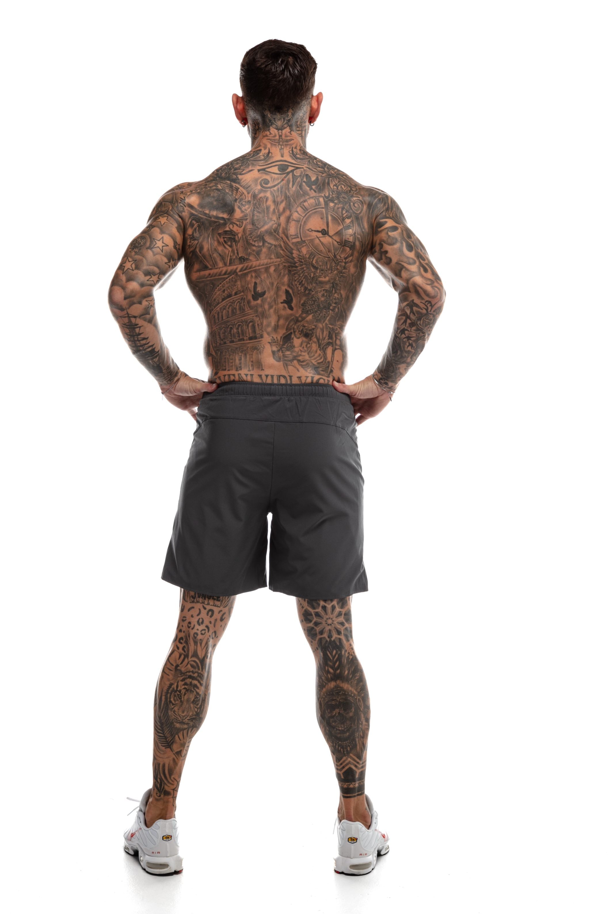 GymFreak Mens Fusion Shorts - Charcoal Grey - 7 inch