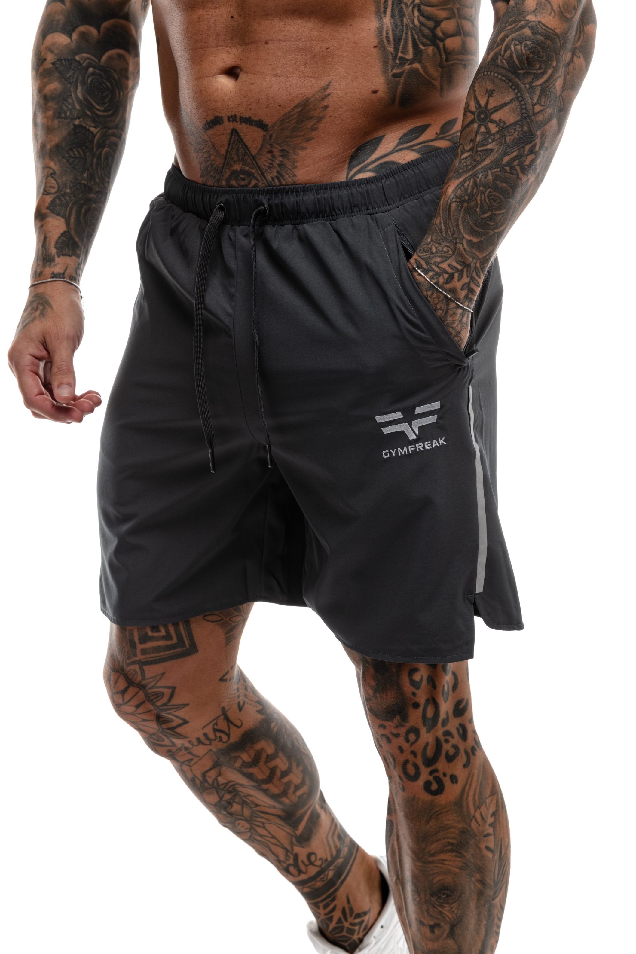 GymFreak Mens Fusion Shorts - Charcoal Grey - 7 inch