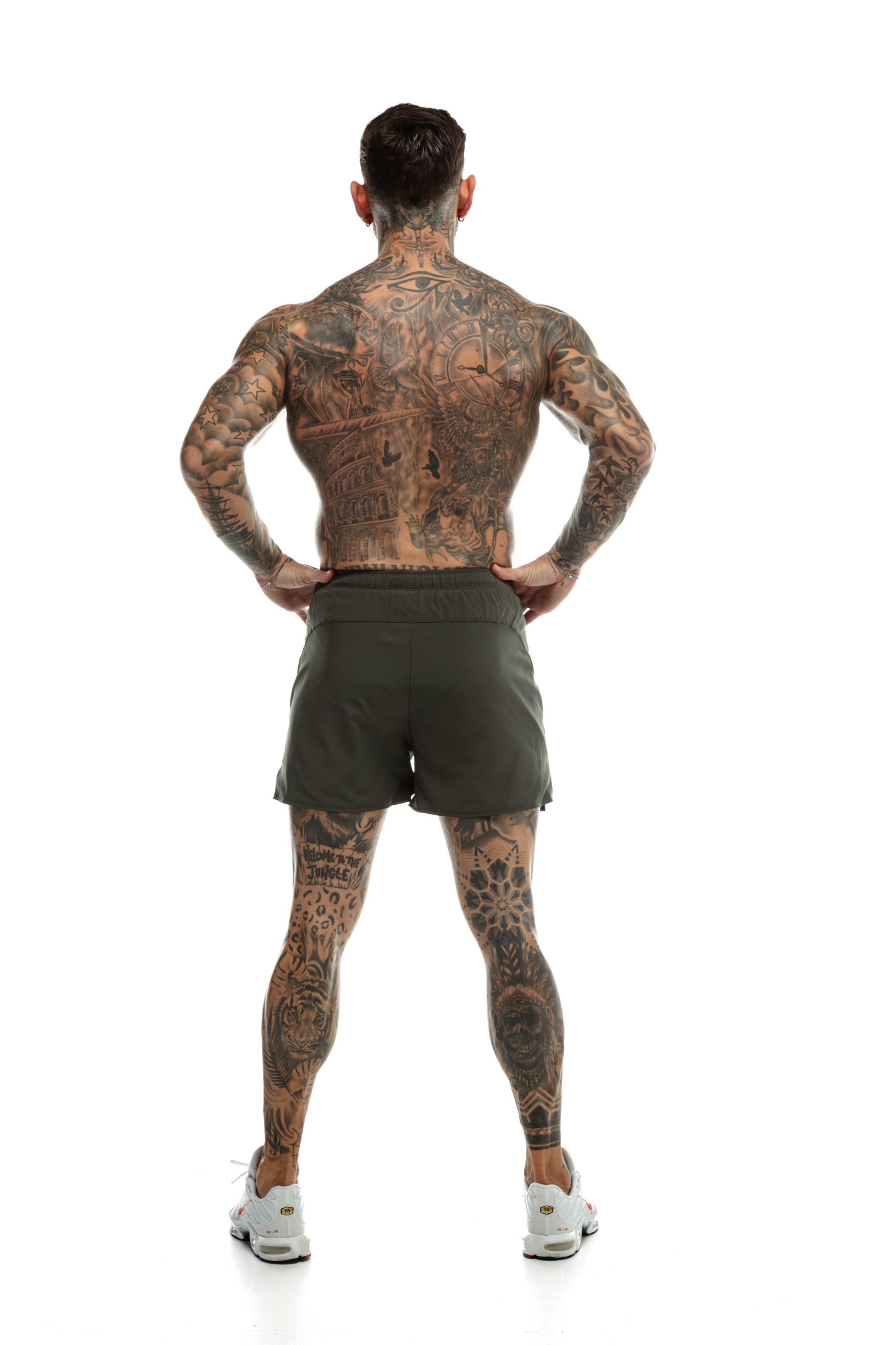 GymFreak Mens Fusion Shorts - Khaki - 3.5 inch