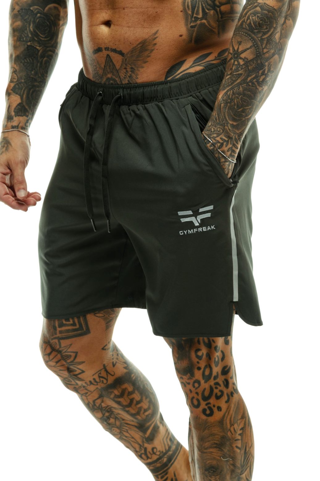 GymFreak Mens Fusion Shorts - Khaki- 7 inch