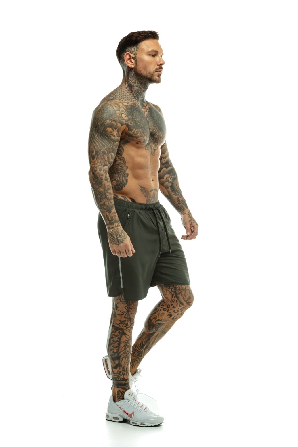 GymFreak Mens Fusion Shorts - Khaki- 7 inch