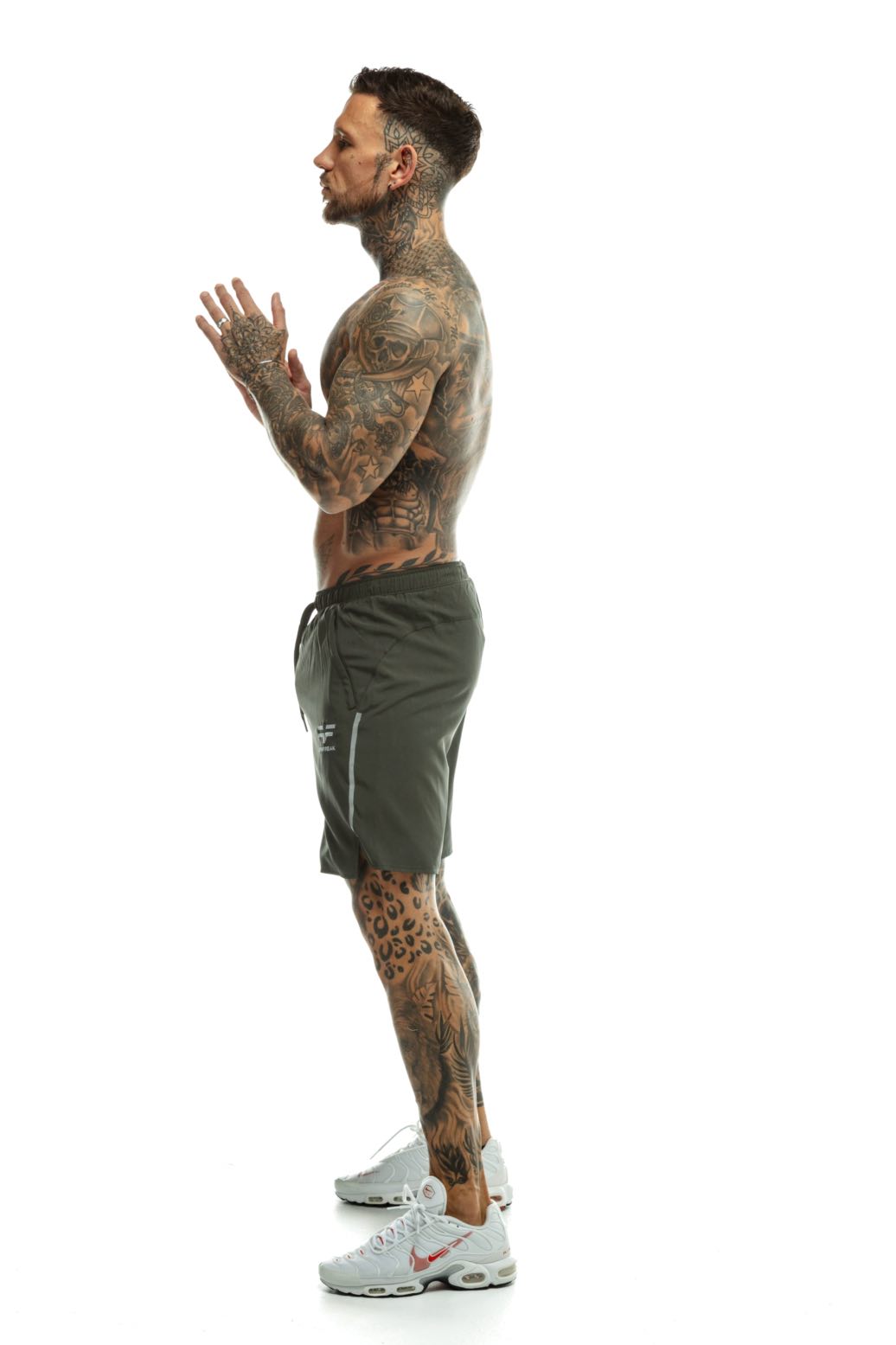 GymFreak Mens Fusion Shorts - Khaki- 7 inch