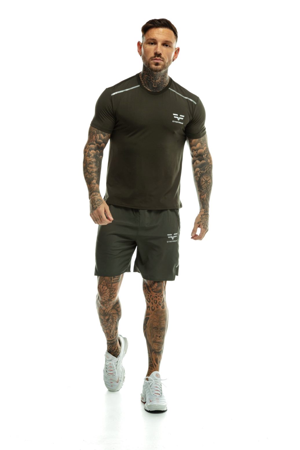 GymFreak Mens Fusion Shorts - Khaki- 7 inch
