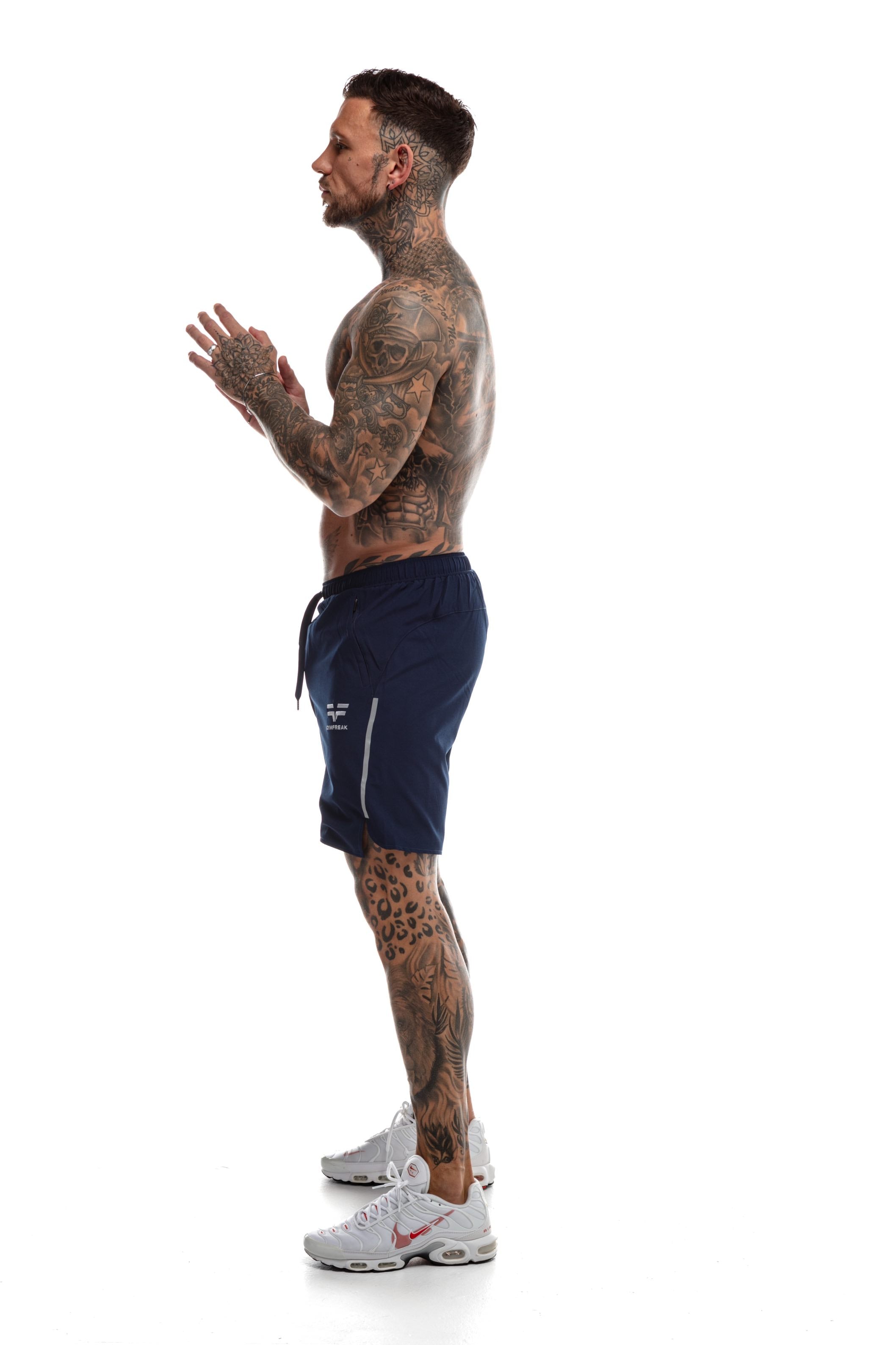GymFreak Mens Fusion Shorts - Navy Blue - 7 inch