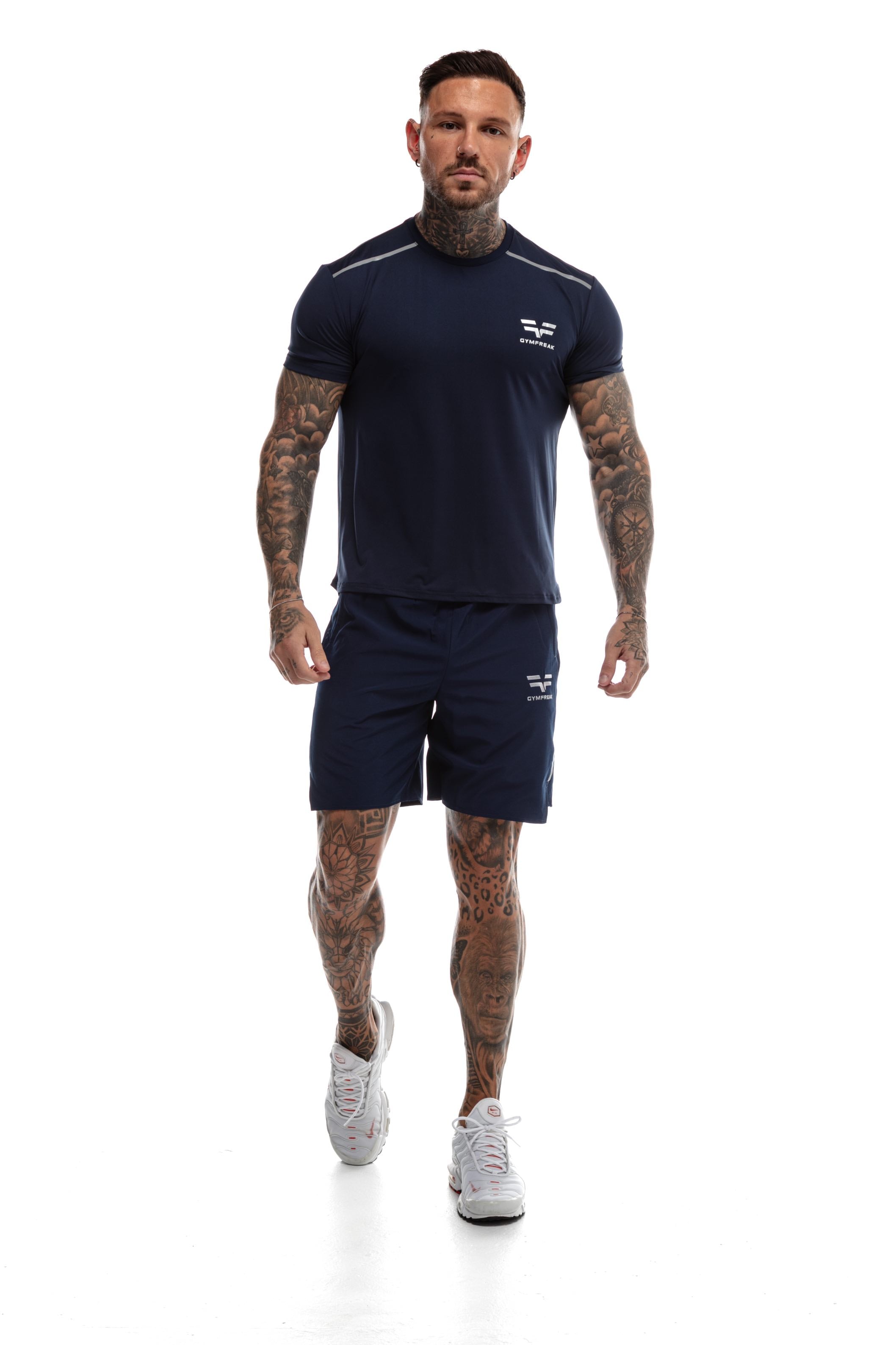GymFreak Mens Fusion Shorts - Navy Blue - 7 inch