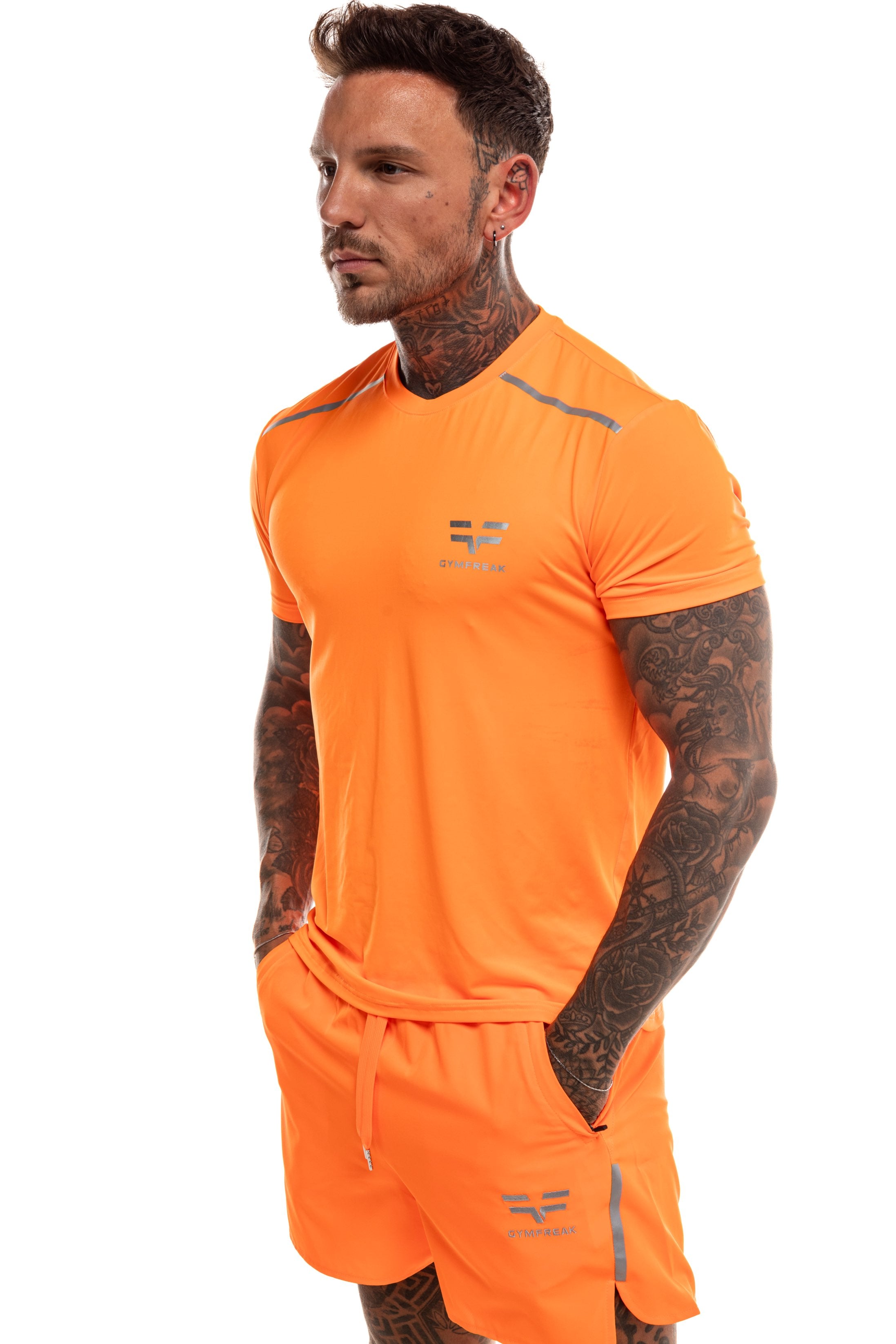 GymFreak Mens Neon Fusion T-Shirt - Neon Orange