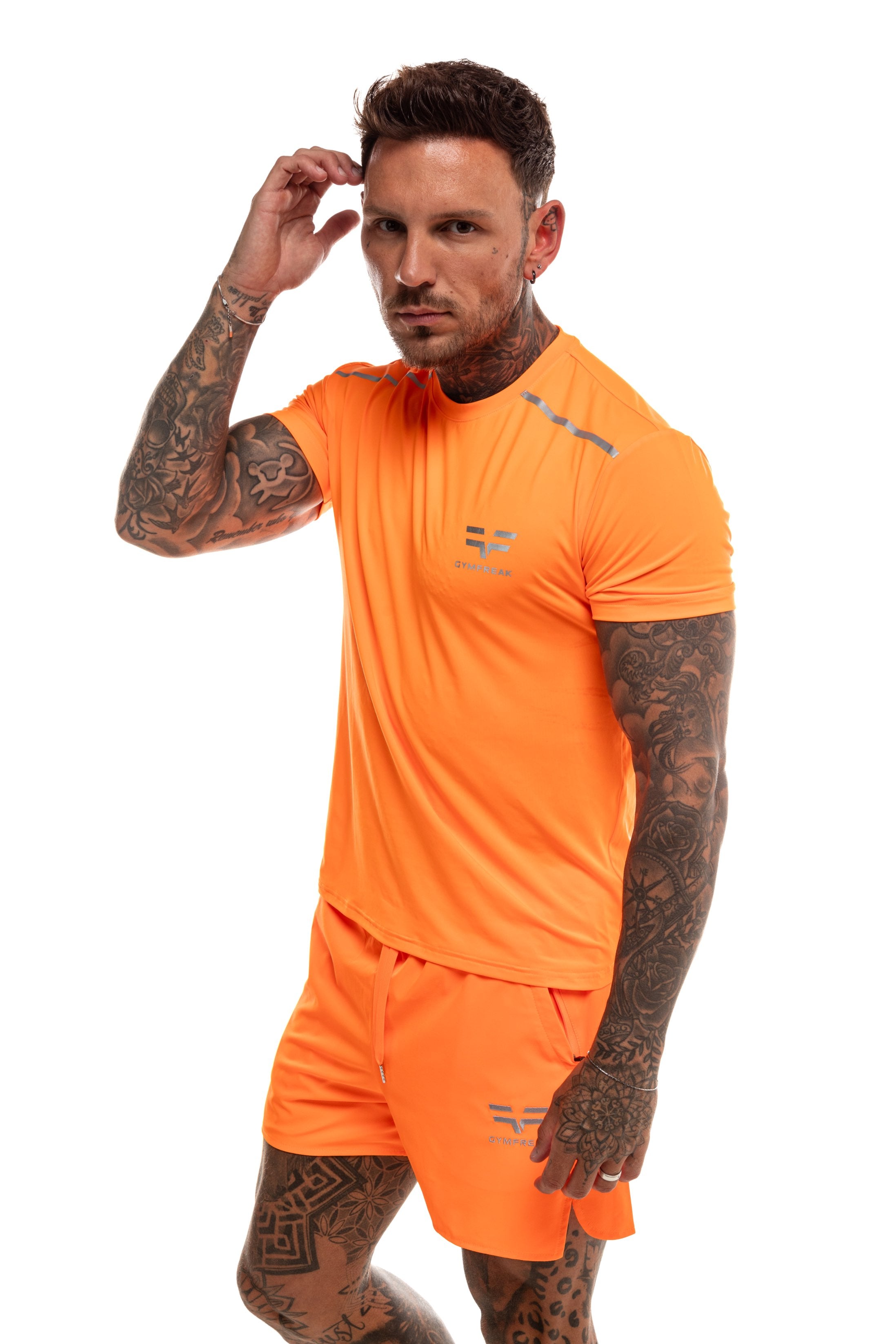 GymFreak Mens Neon Fusion T-Shirt - Neon Orange