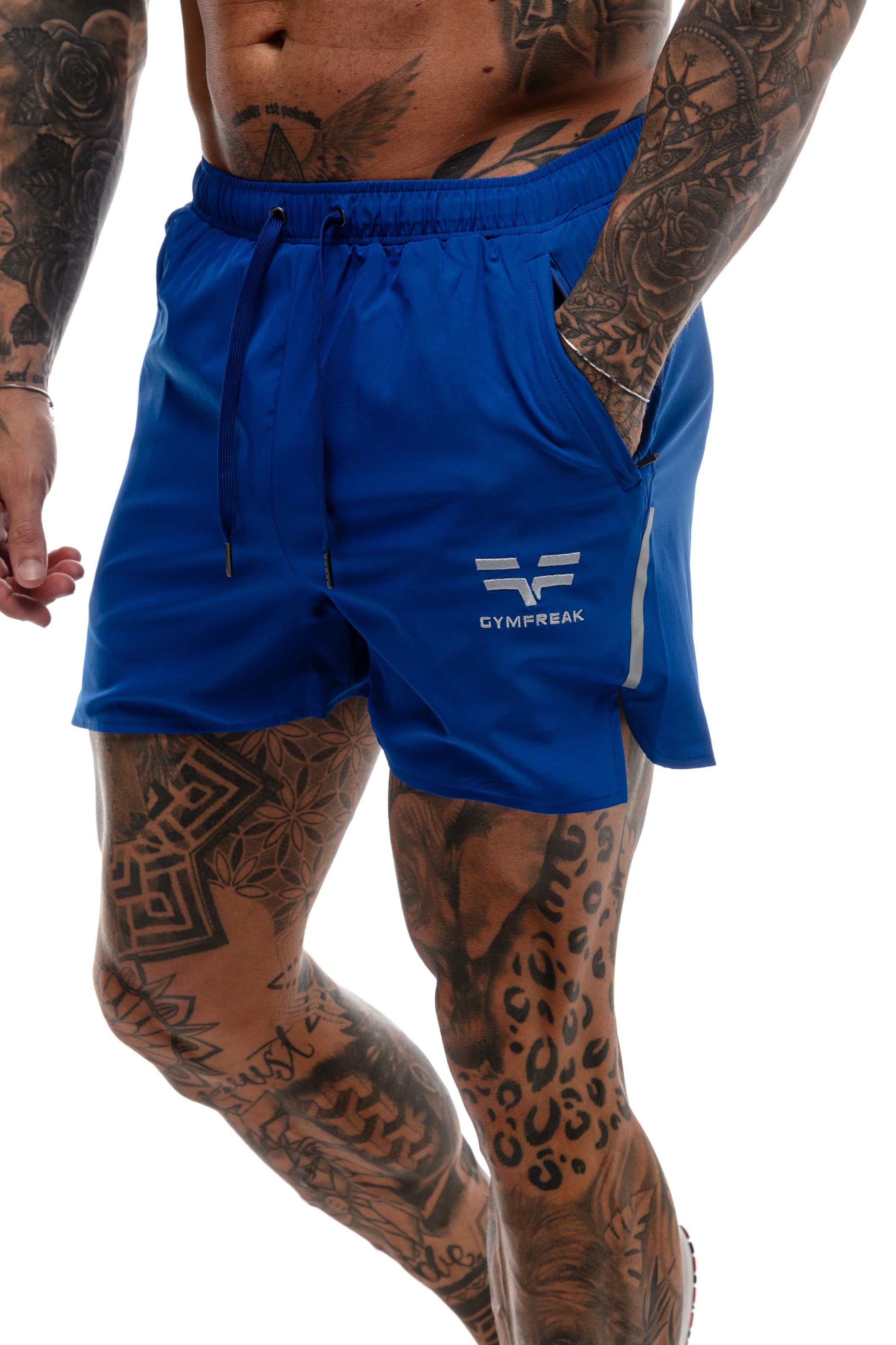 GymFreak Mens Fusion Shorts - Royal Blue - 3.5 inch