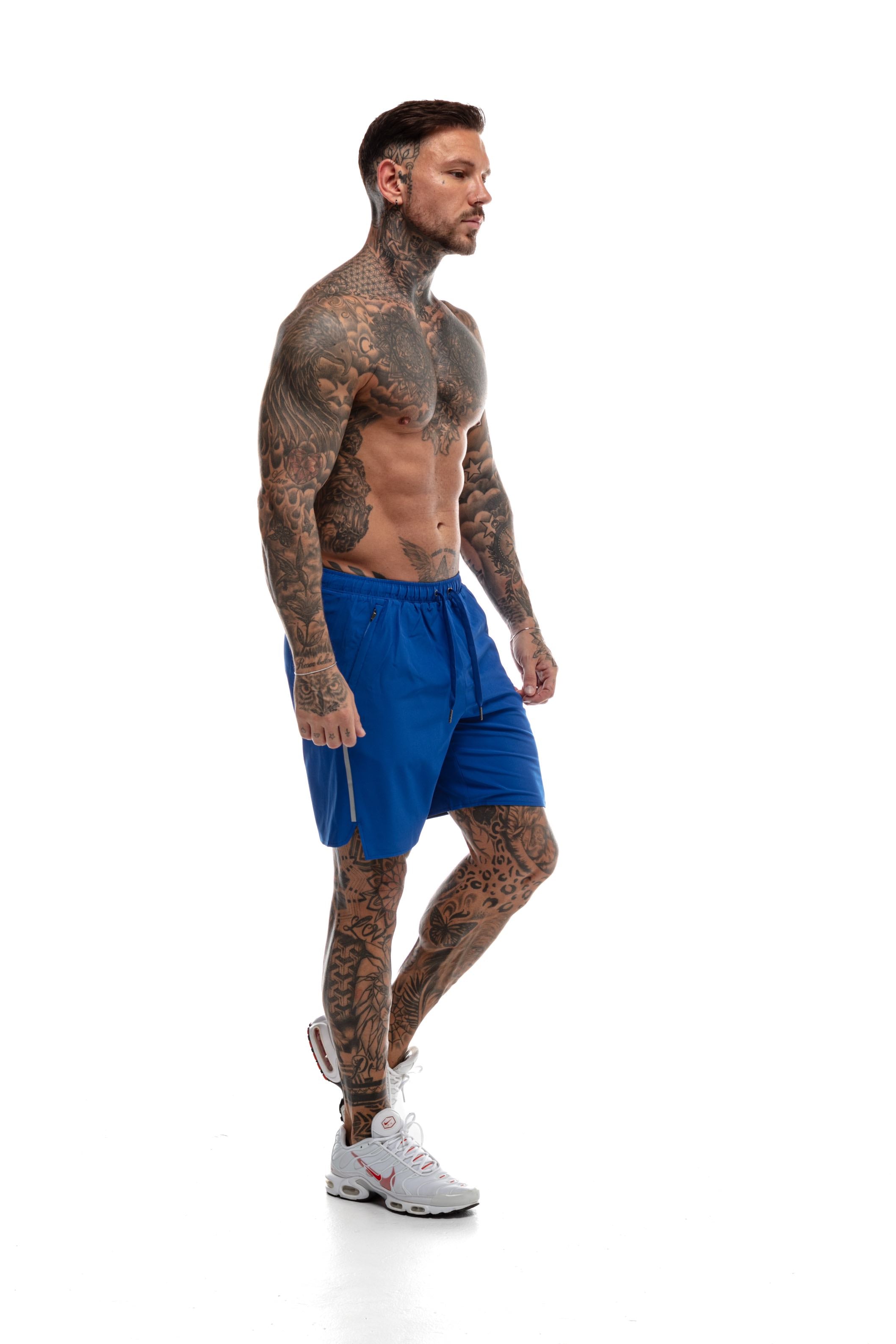 GymFreak Mens Fusion Shorts - Royal Blue - 7 inch