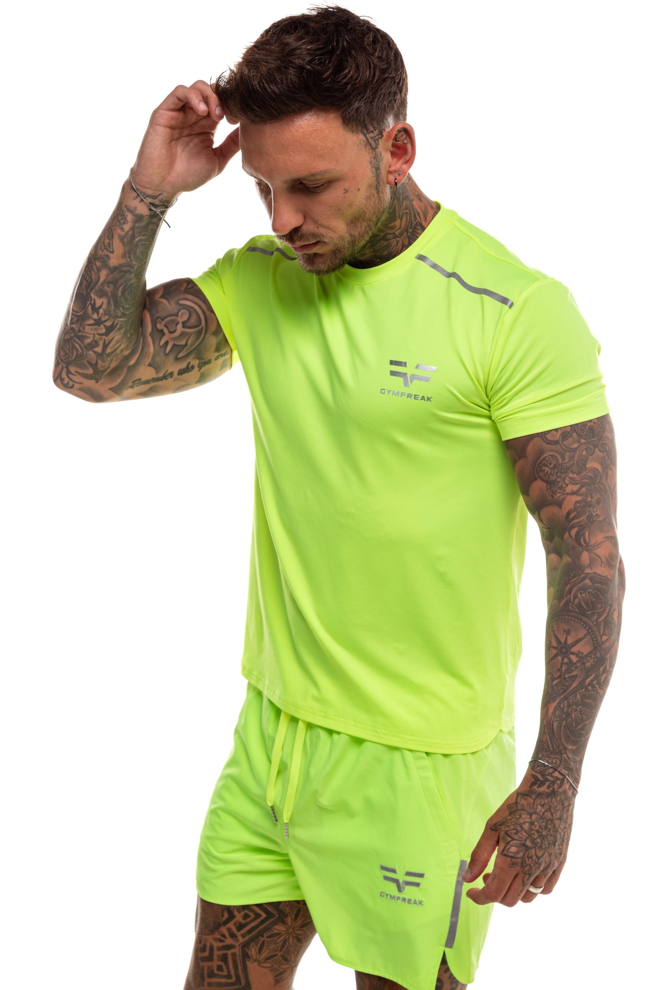 GymFreak Mens Neon Fusion T-Shirt - Neon Yellow