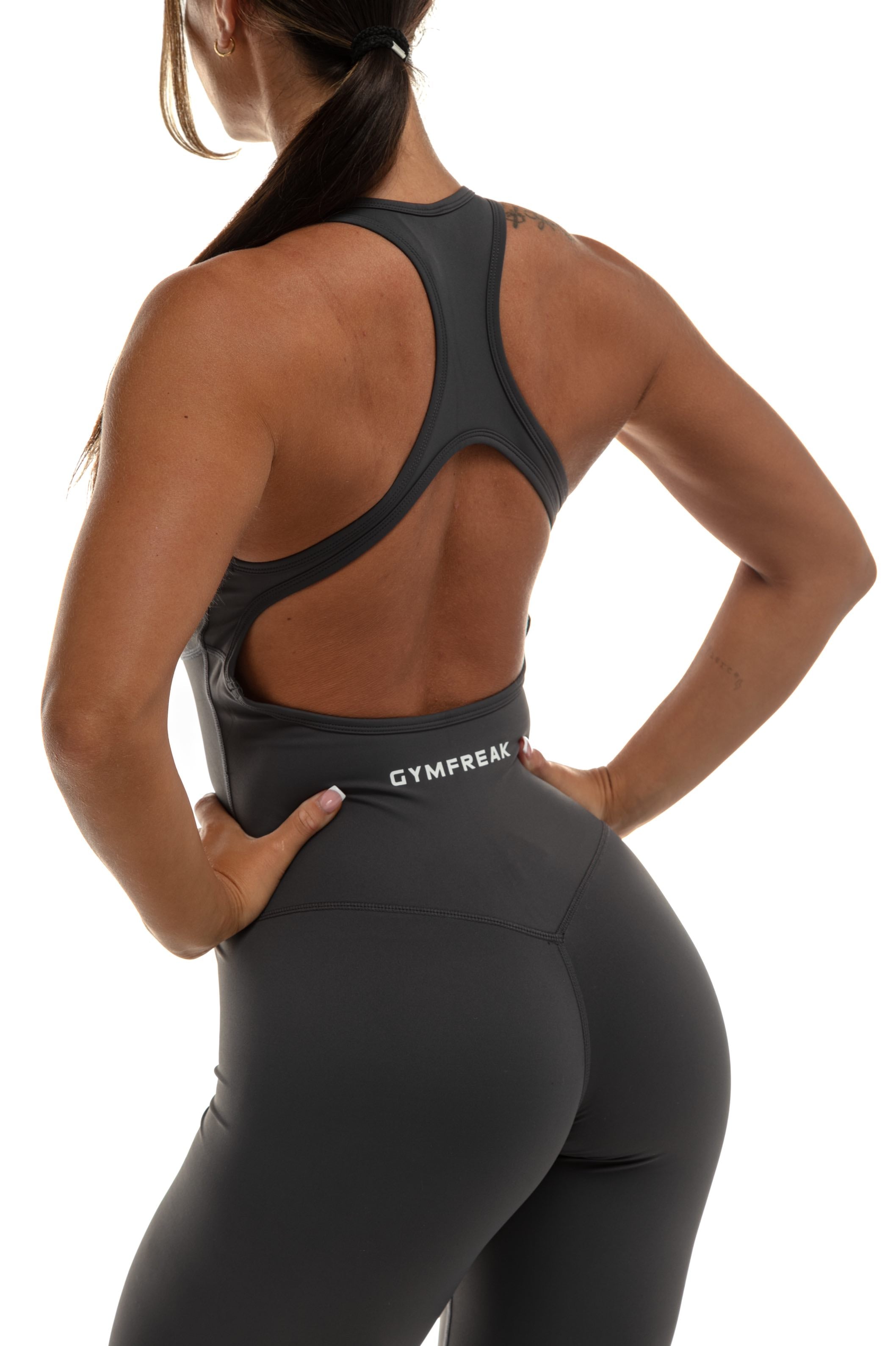 GymFreak Women's Vision Unitard - Grey - legging style