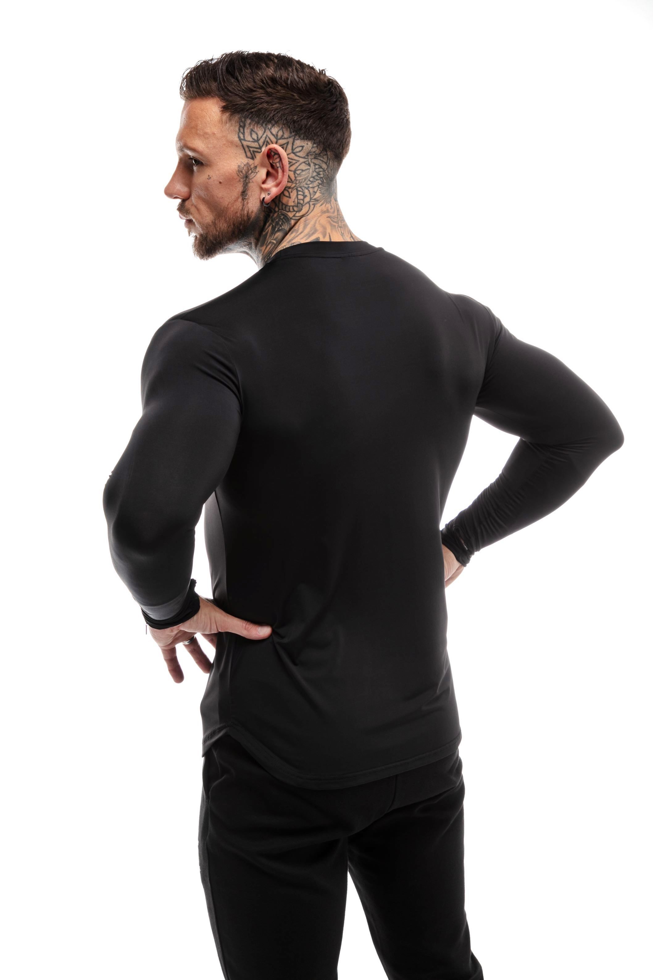 GymFreak Mens Long Sleeve Active T-shirt - Black