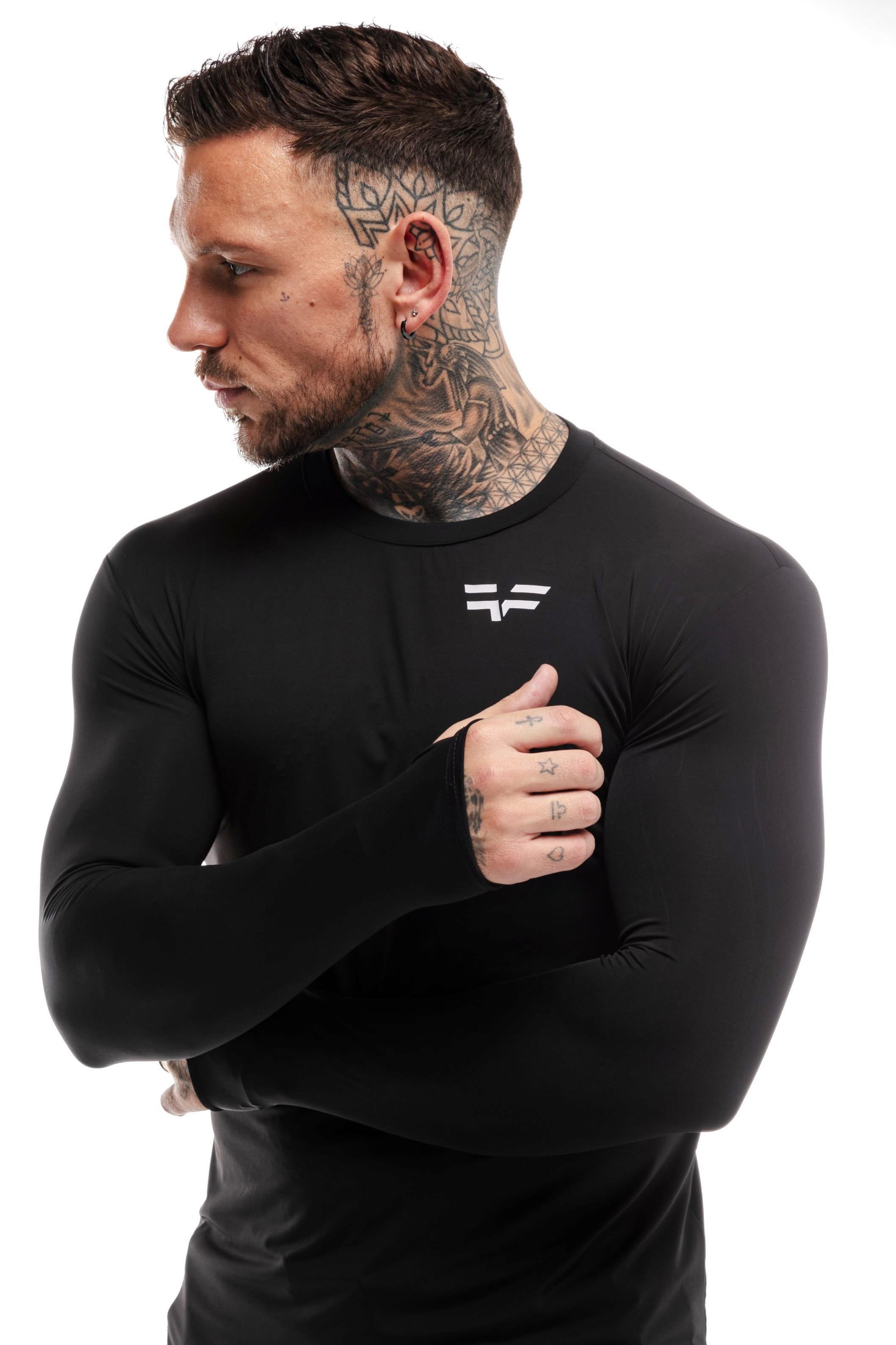 GymFreak Mens Long Sleeve Active T-shirt - Black