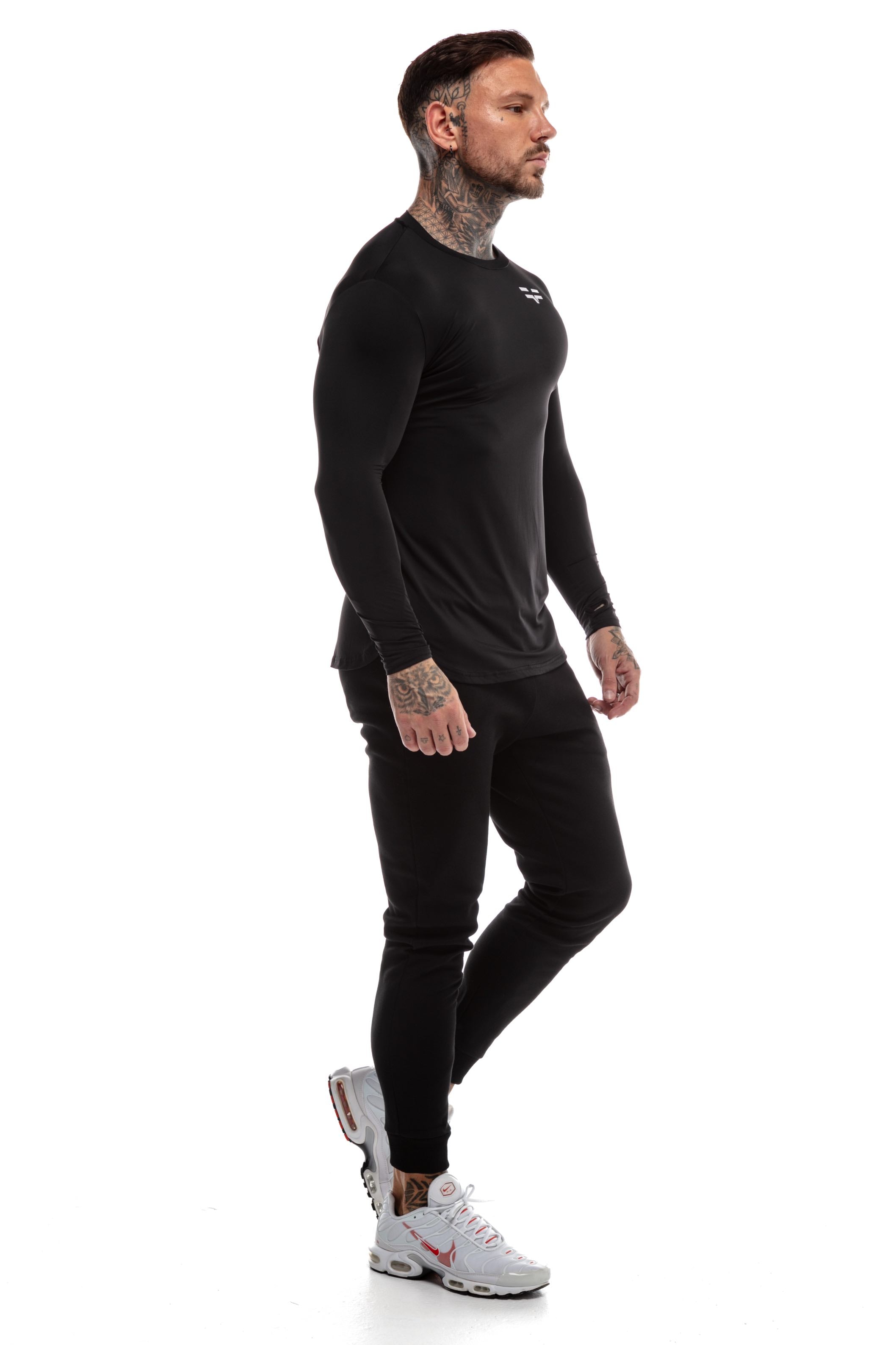 GymFreak Mens Long Sleeve Active T-shirt - Black