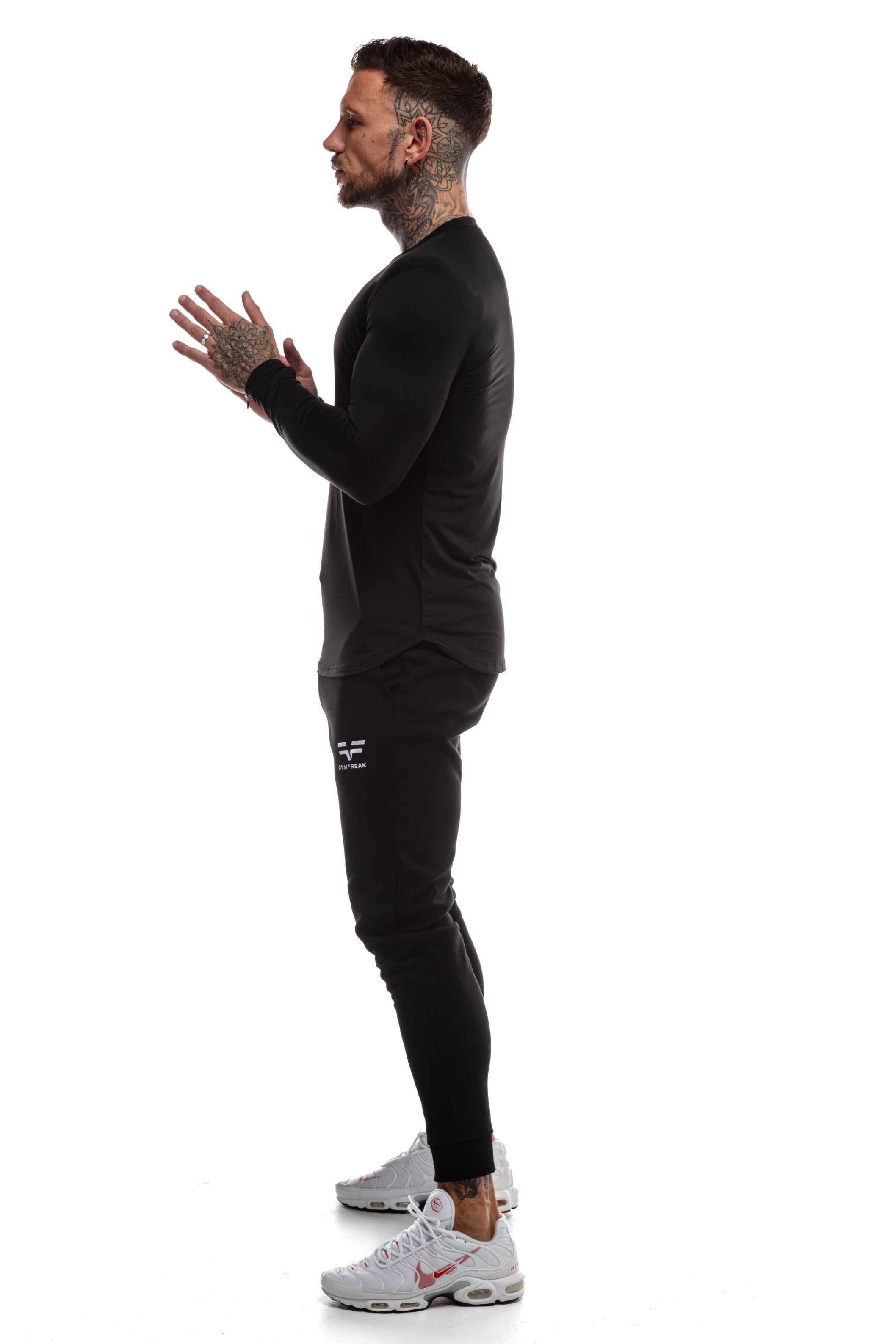 GymFreak Mens Long Sleeve Active T-shirt - Black