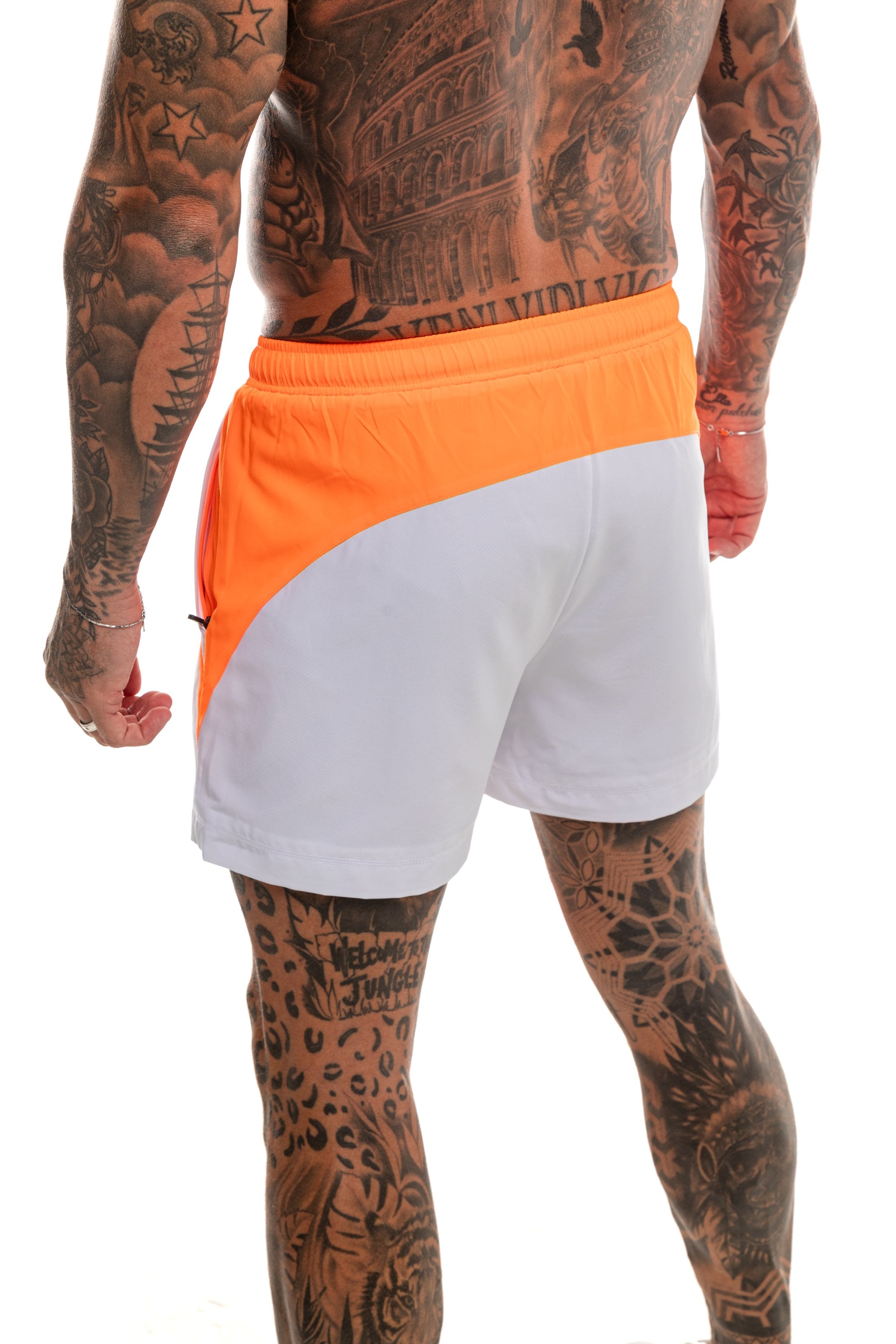 GymFreak Mens Neon Pro Shorts - Neon Orange - 3.5 inch