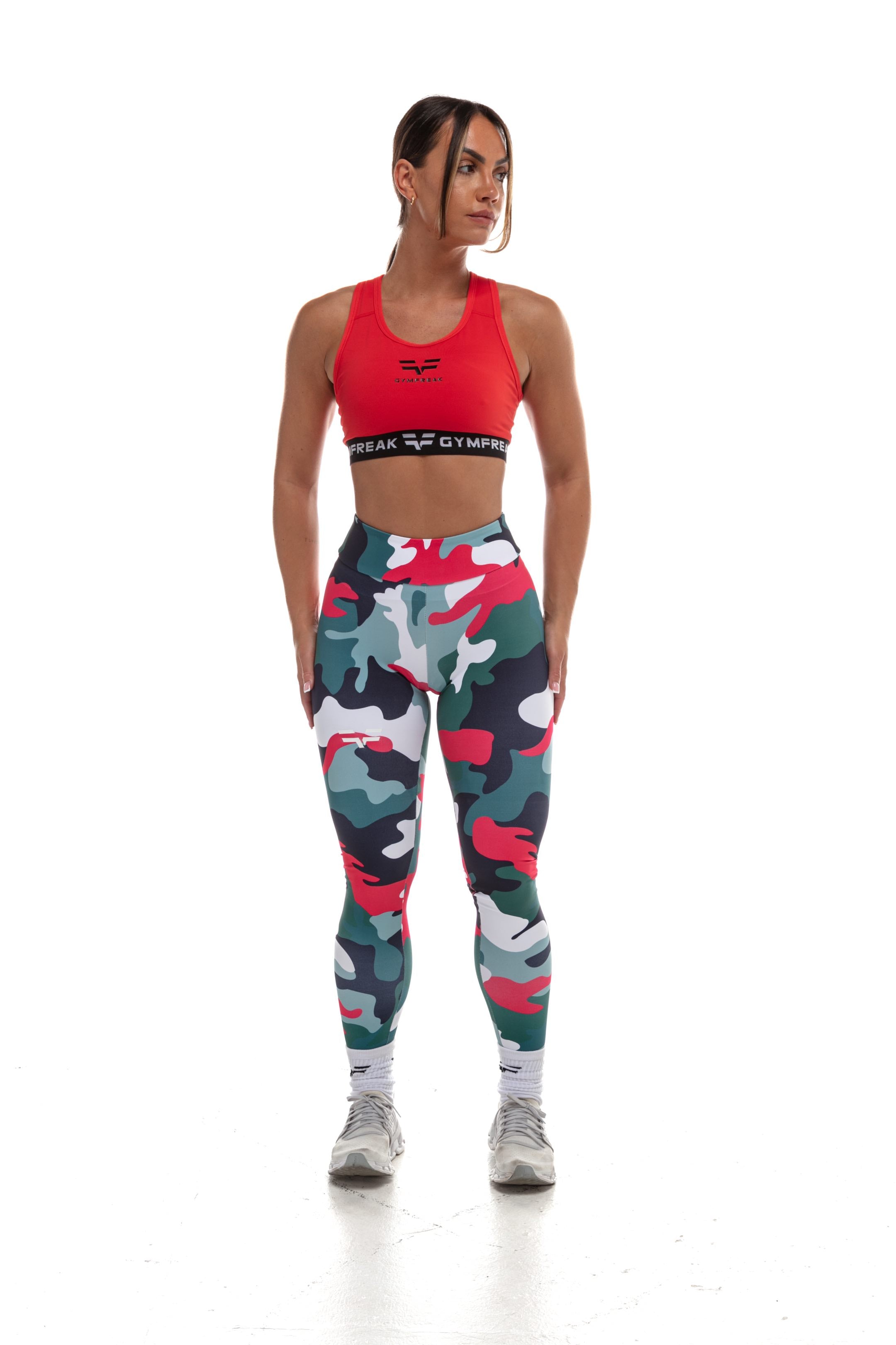 GymFreak Womens Camo Leggings - Red