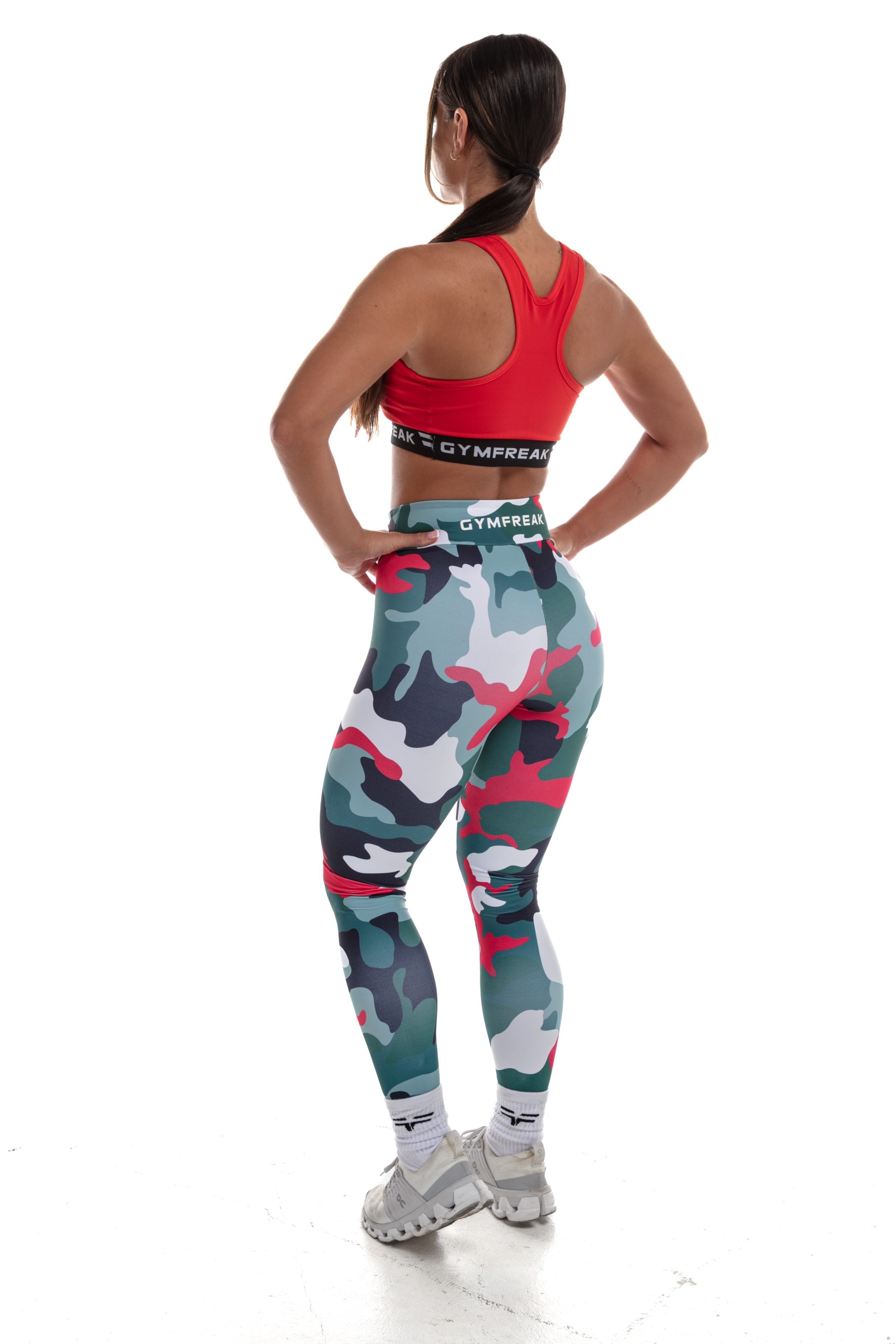 GymFreak Womens Camo Leggings - Red
