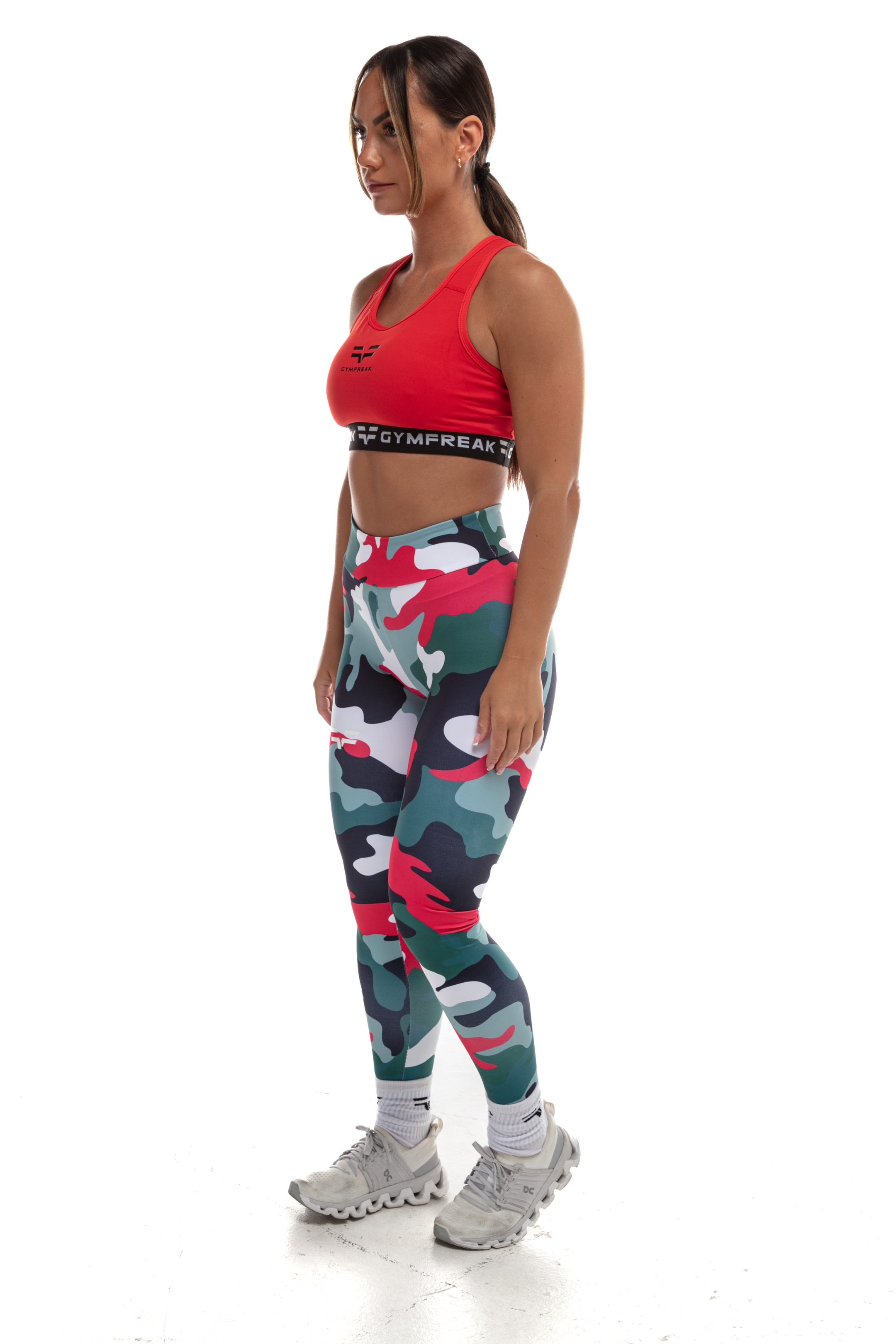 GymFreak Womens Camo Leggings - Red